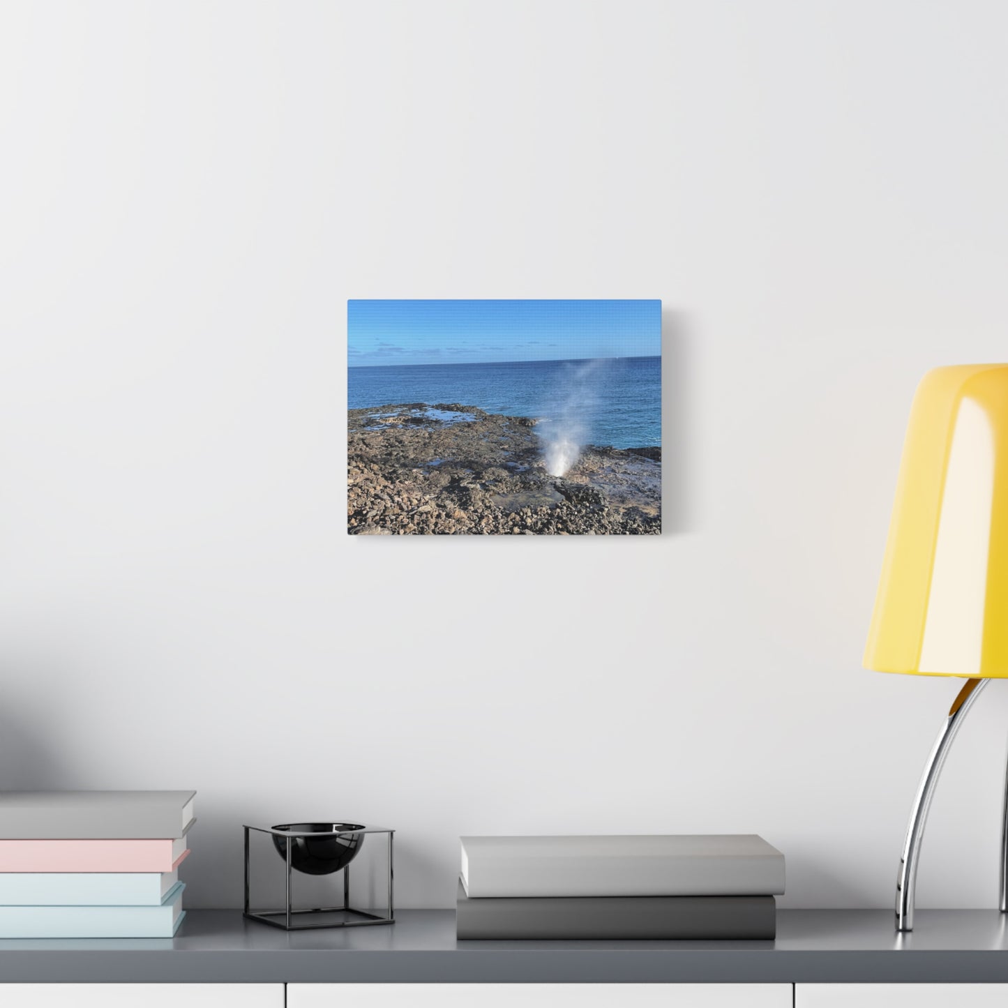 Stretched Matte Canvas Wall Art - Coastal Spouting Blowhole Photography