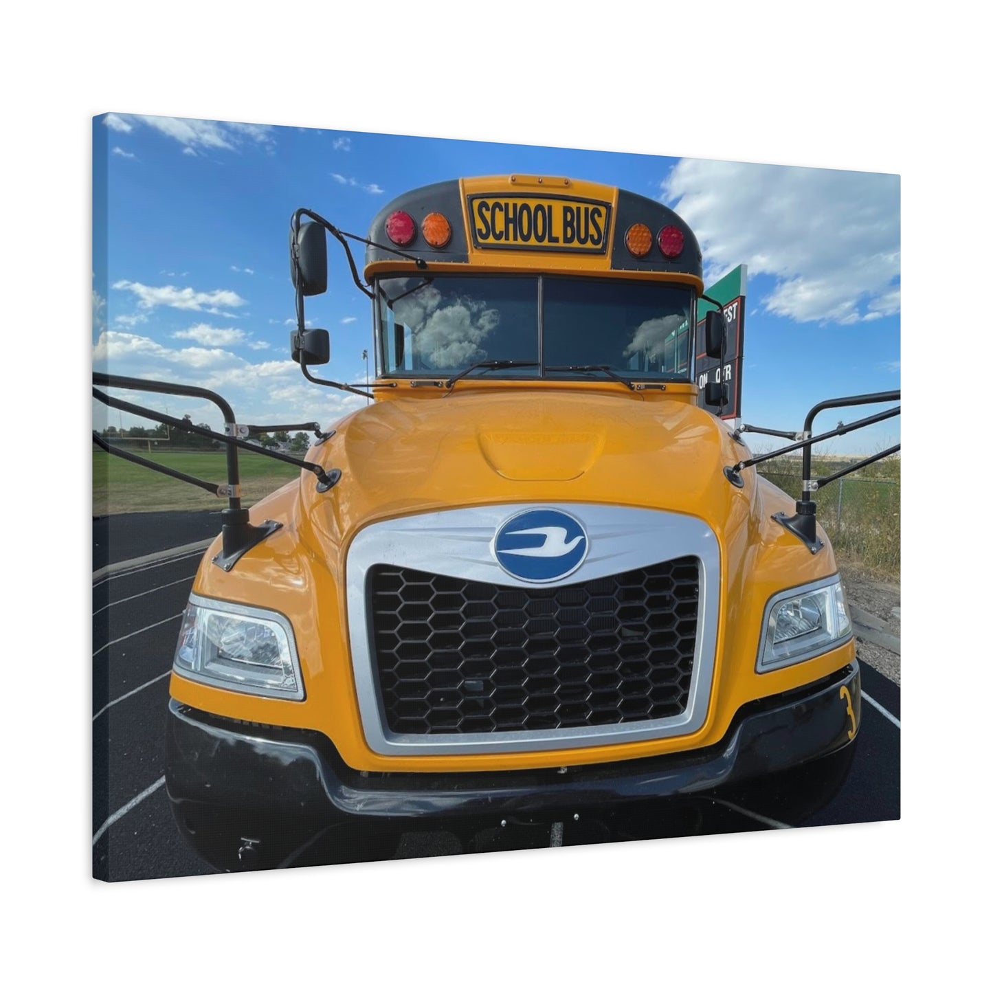 School Bus Canvas Art - Vibrant Stretched Wall Decor for Kids' Rooms