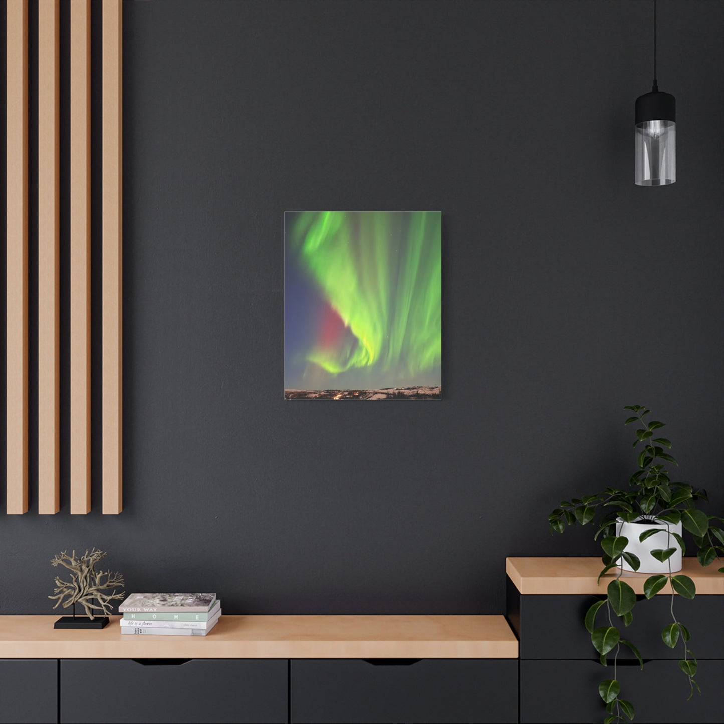 Aurora Borealis Canvas Art - Stunning Northern Lights Stretched Wall Decor Iceland