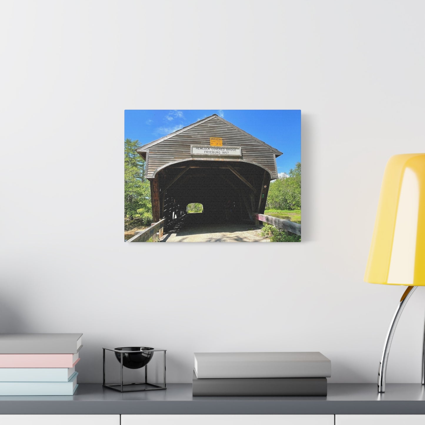 Scenic Covered Bridge Canvas Art – 1.25" Stretched Wall Decor for Nature Lovers