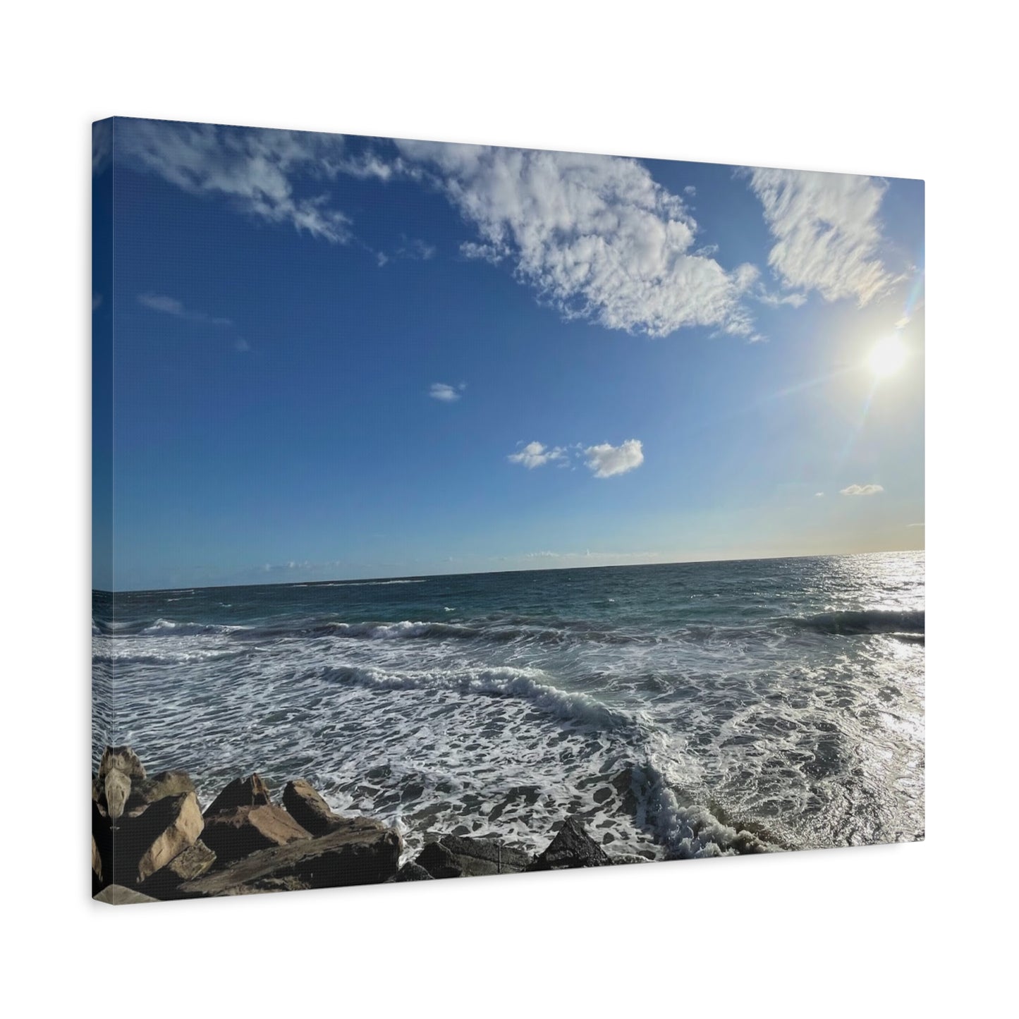 Ocean Waves Stretched Canvas Art - Serene Coastal Home Decor