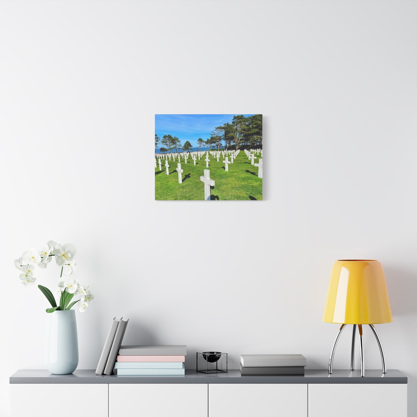Memorial Canvas Print - Serene Cemetery Scene for Remembrance Normandy American Cemetery