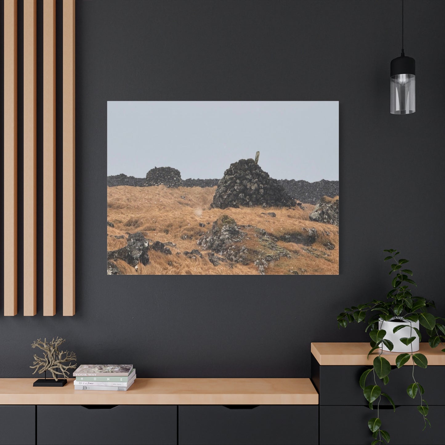 Nature-Inspired Stretched Canvas Art - Tranquil Rock Formation