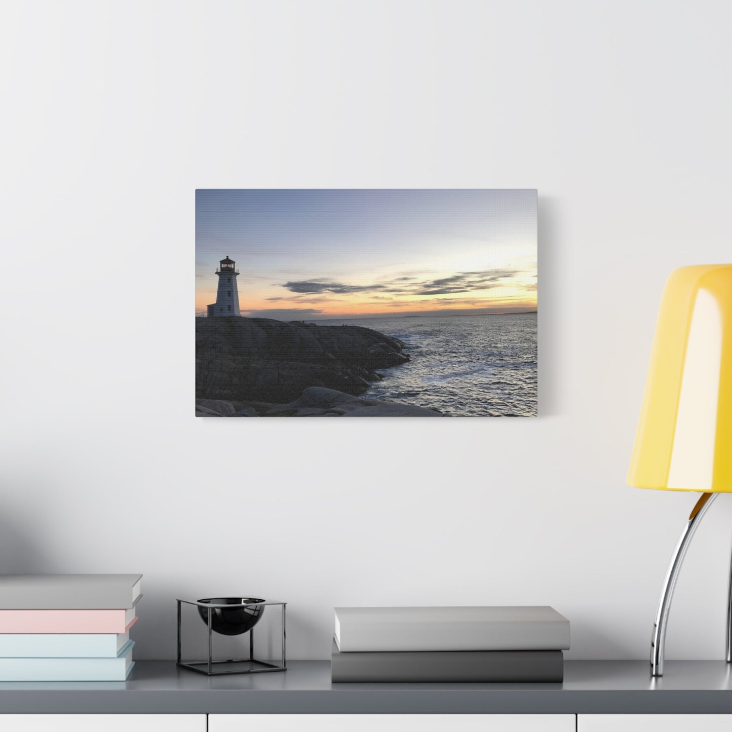 Sunset Lighthouse Canvas Print - Coastal Decor for Beach Lovers Peggys Cove
