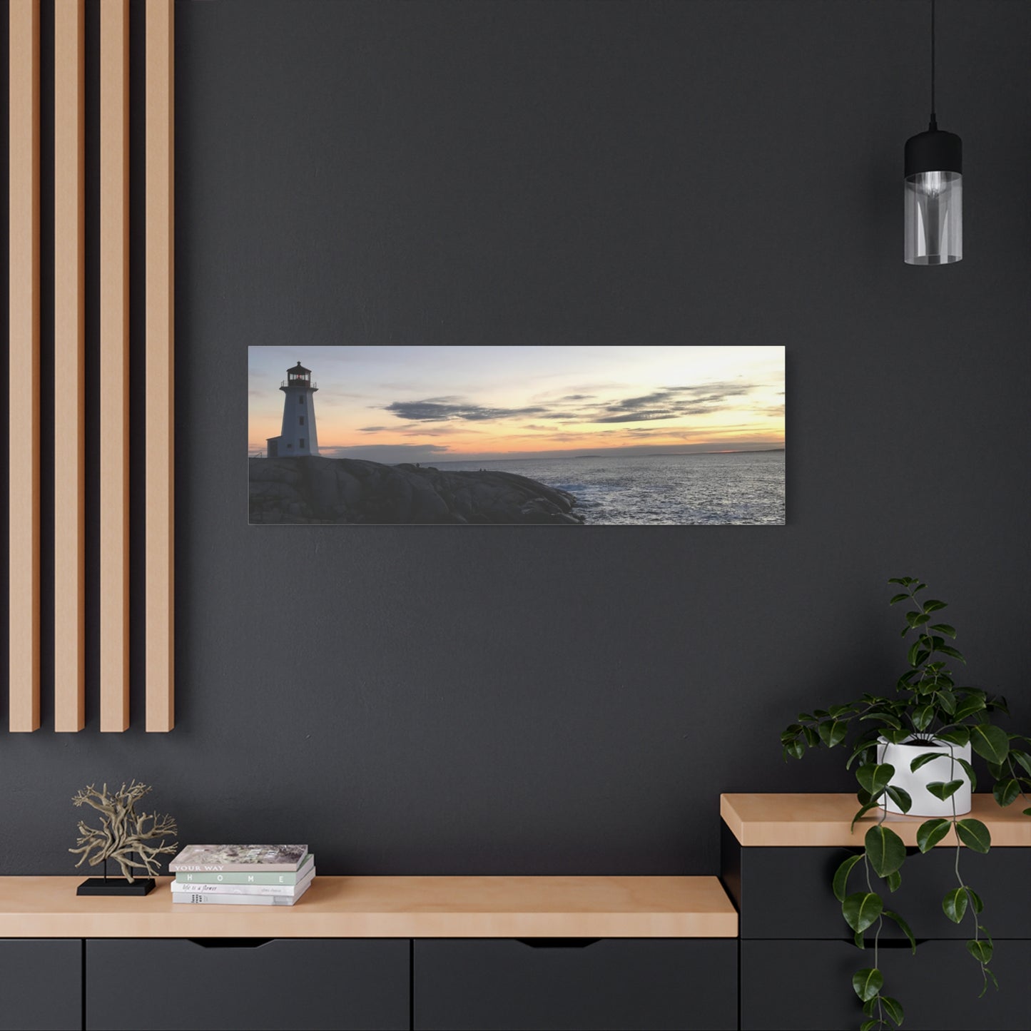 Sunset Lighthouse Canvas Print - Coastal Decor for Beach Lovers Peggys Cove