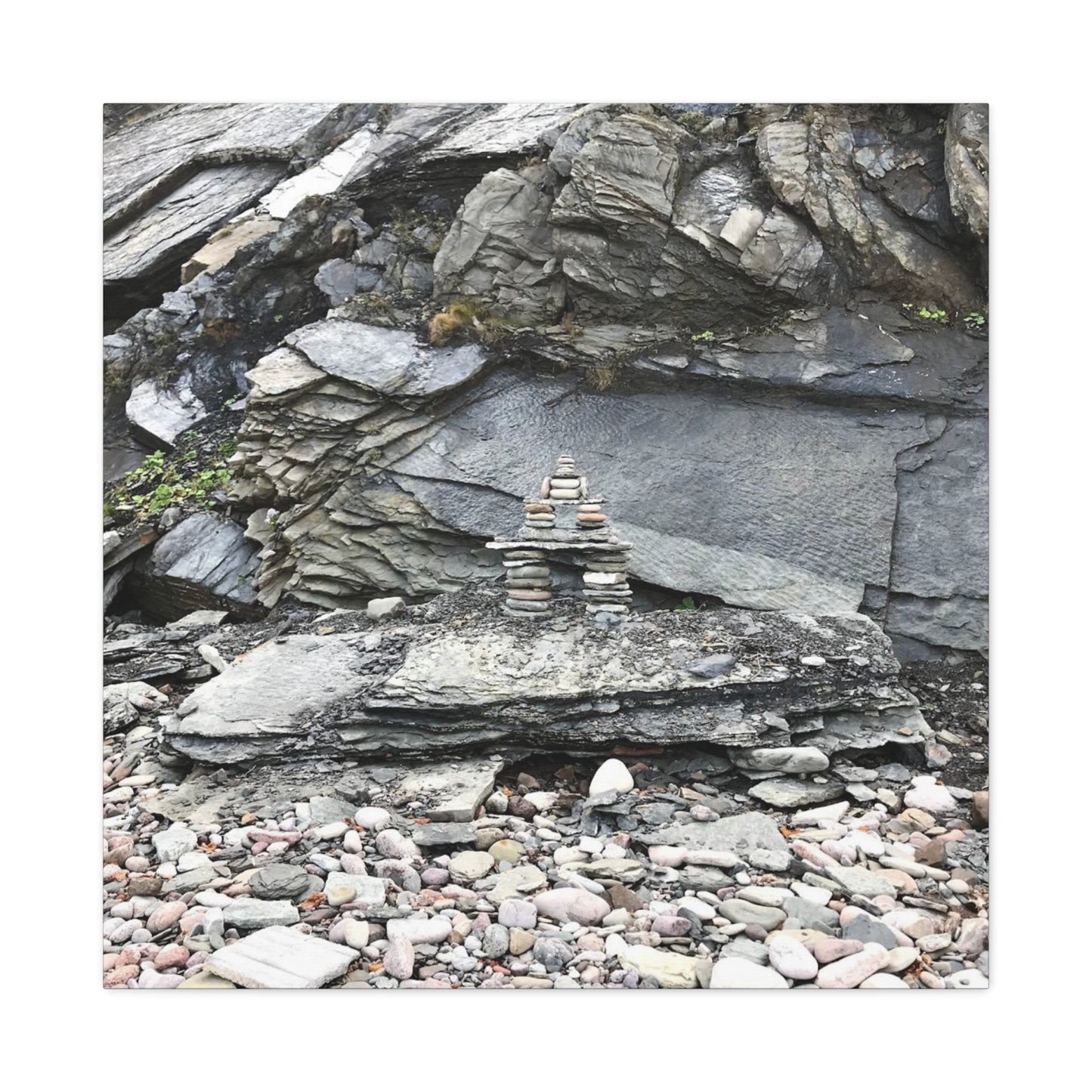 Nature-Inspired Stretched Canvas Art - Tranquil Rock Tower Design