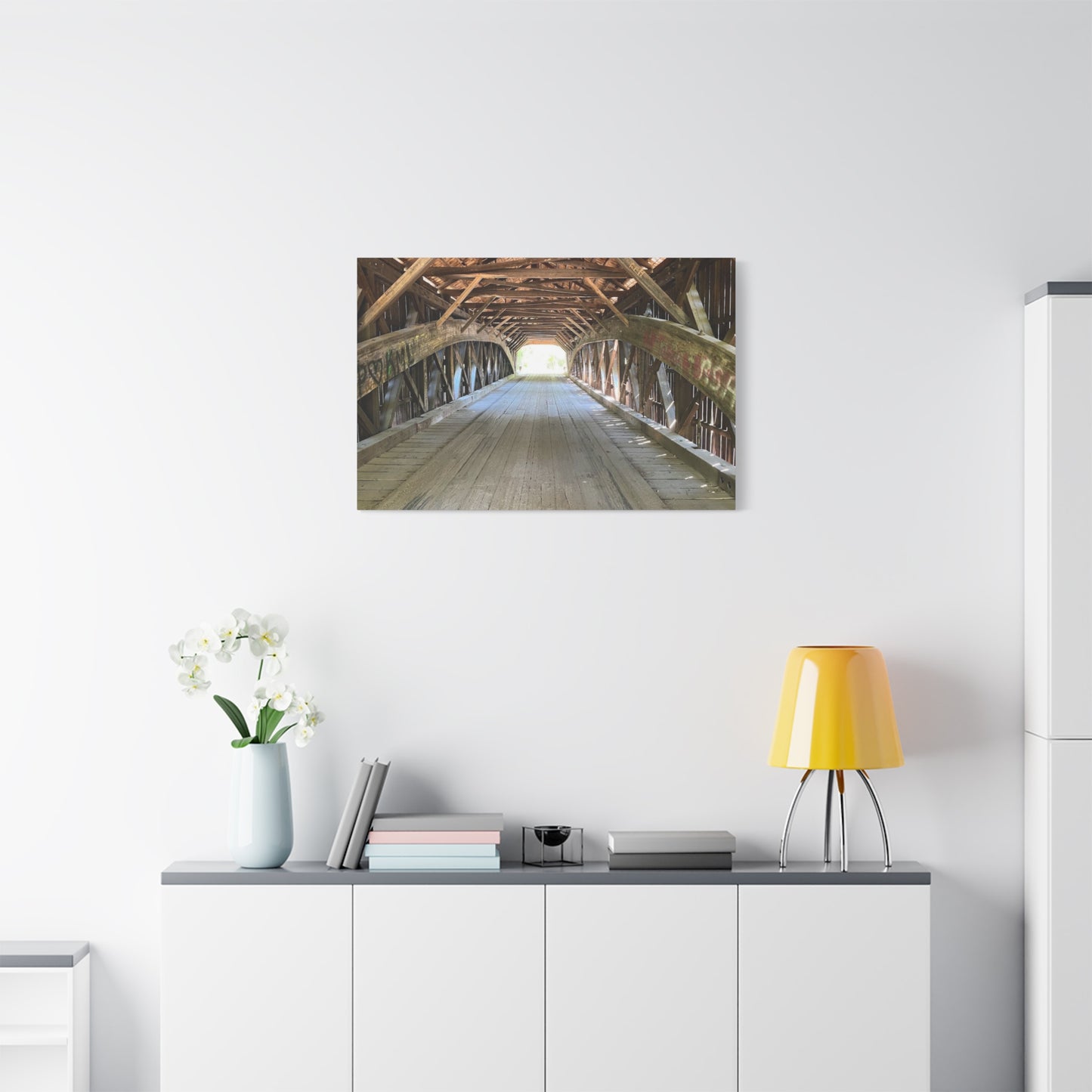 Rustic Wooden Bridge Canvas Print - Stretched Wall Art for Home Decor