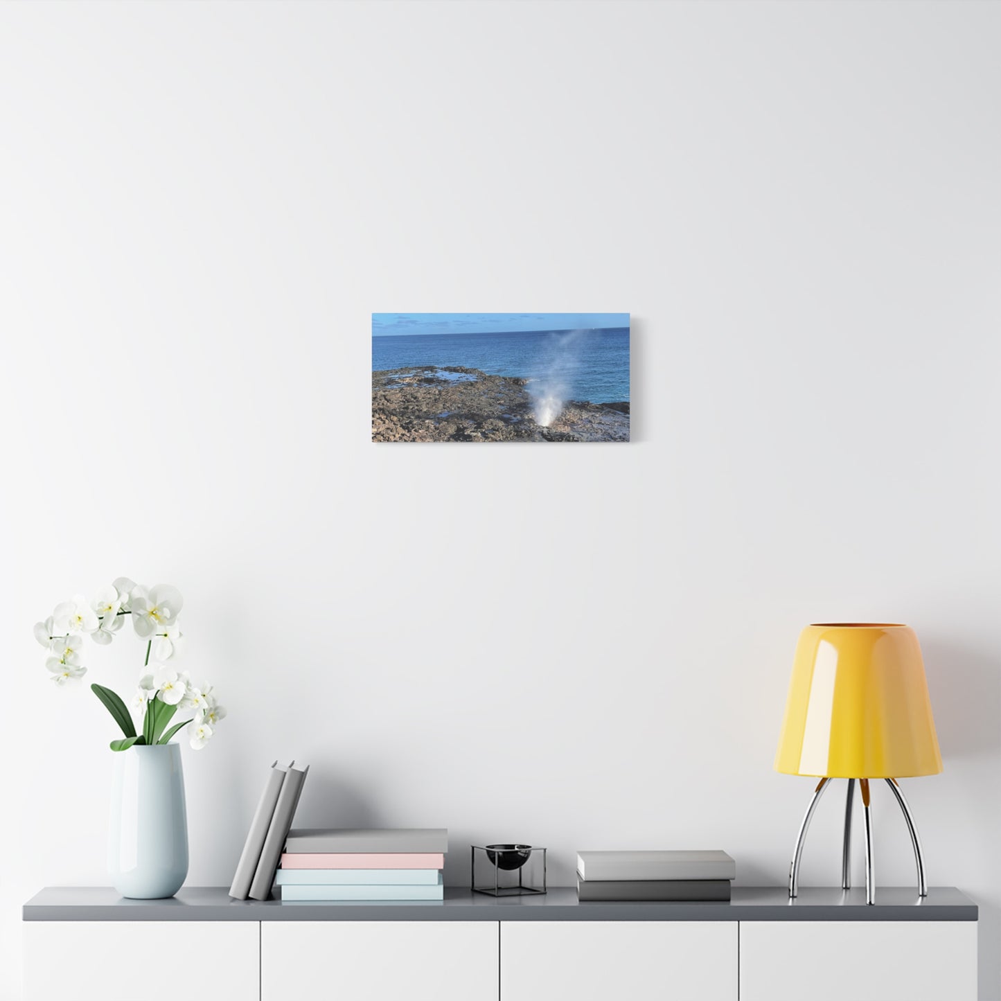 Stretched Matte Canvas Wall Art - Coastal Spouting Blowhole Photography