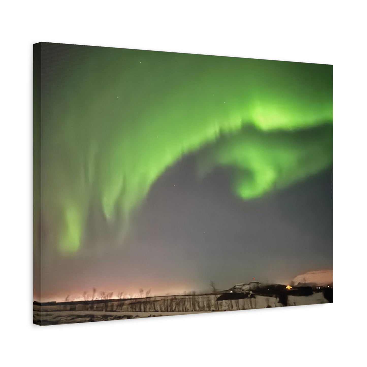 Aurora Borealis Canvas Art - Stunning Green Northern Lights Wall Decor Iceland