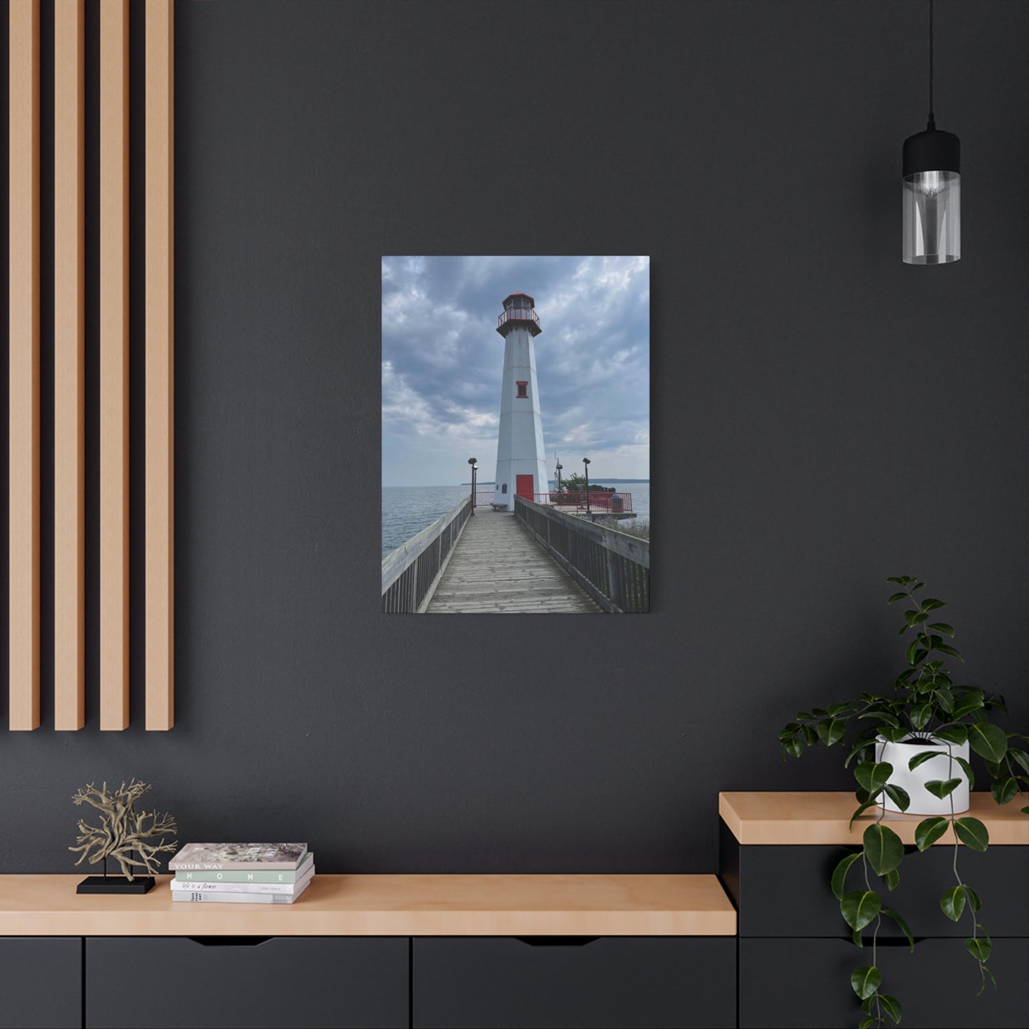 Coastal Lighthouse Canvas Art Print - 12x16 Stretched Wall Decor