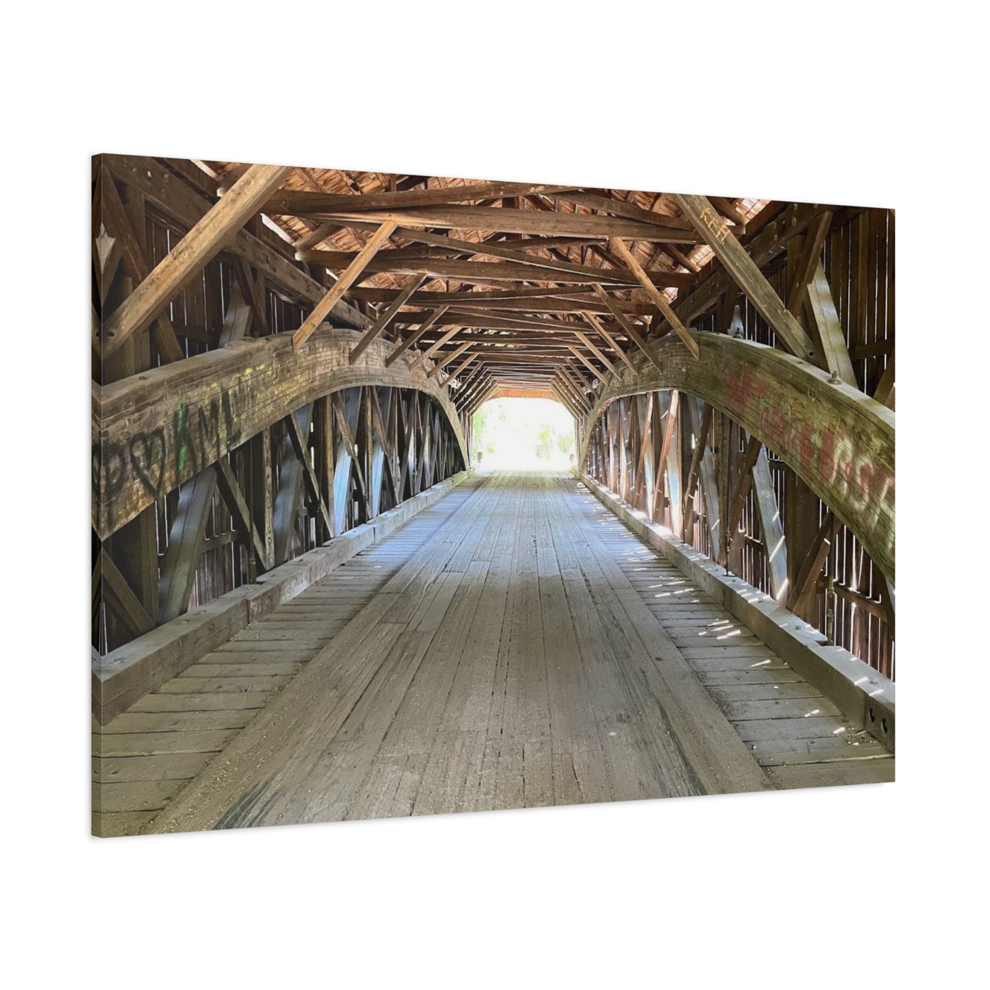Rustic Wooden Bridge Canvas Print - Stretched Wall Art for Home Decor