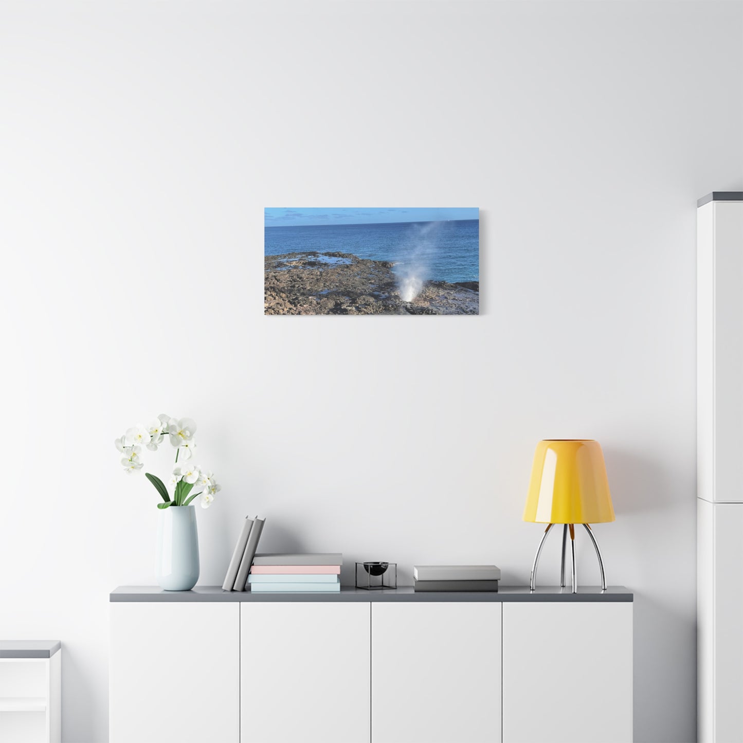 Stretched Matte Canvas Wall Art - Coastal Spouting Blowhole Photography
