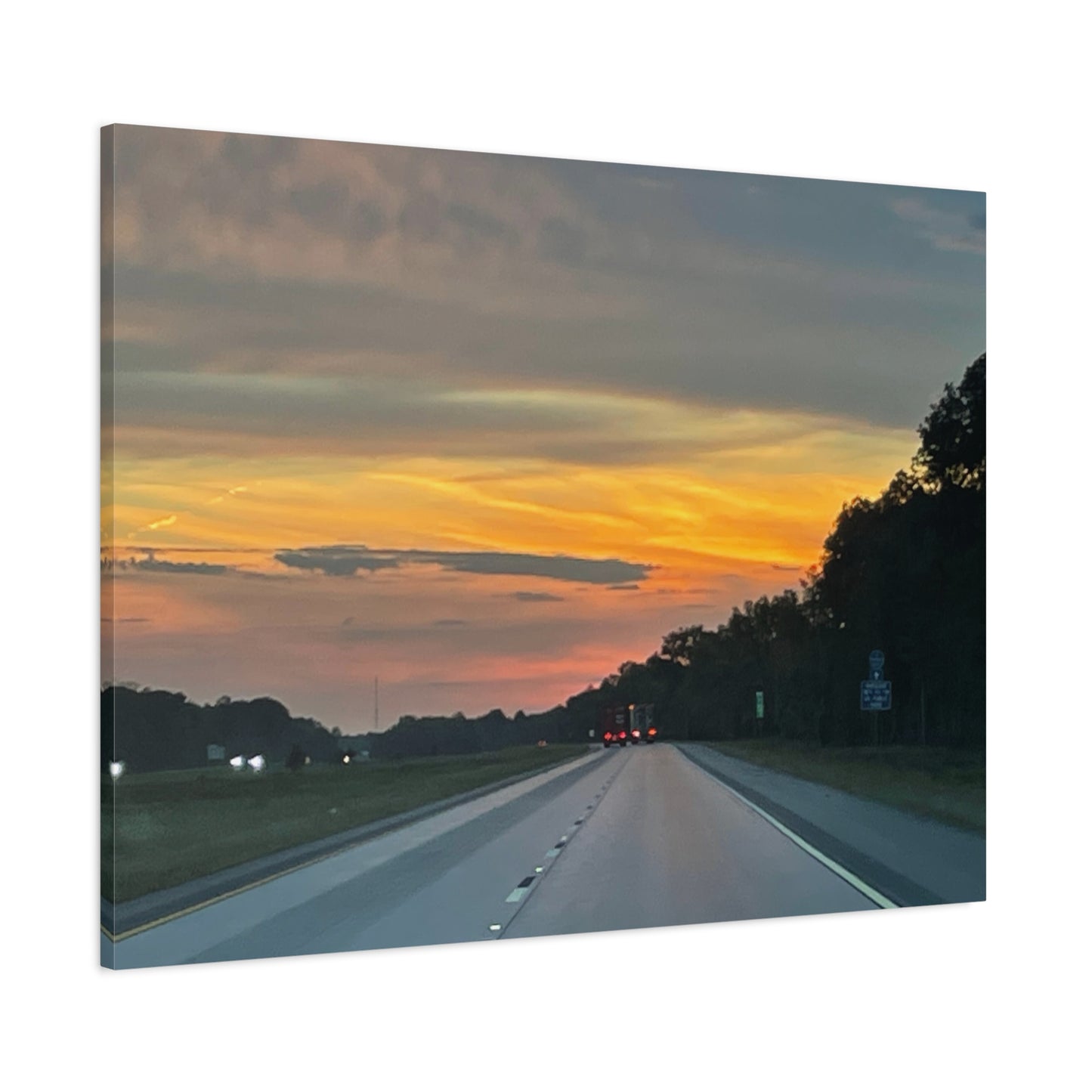 Sunset Roadway Canvas Print - Matte Stretched Artwork