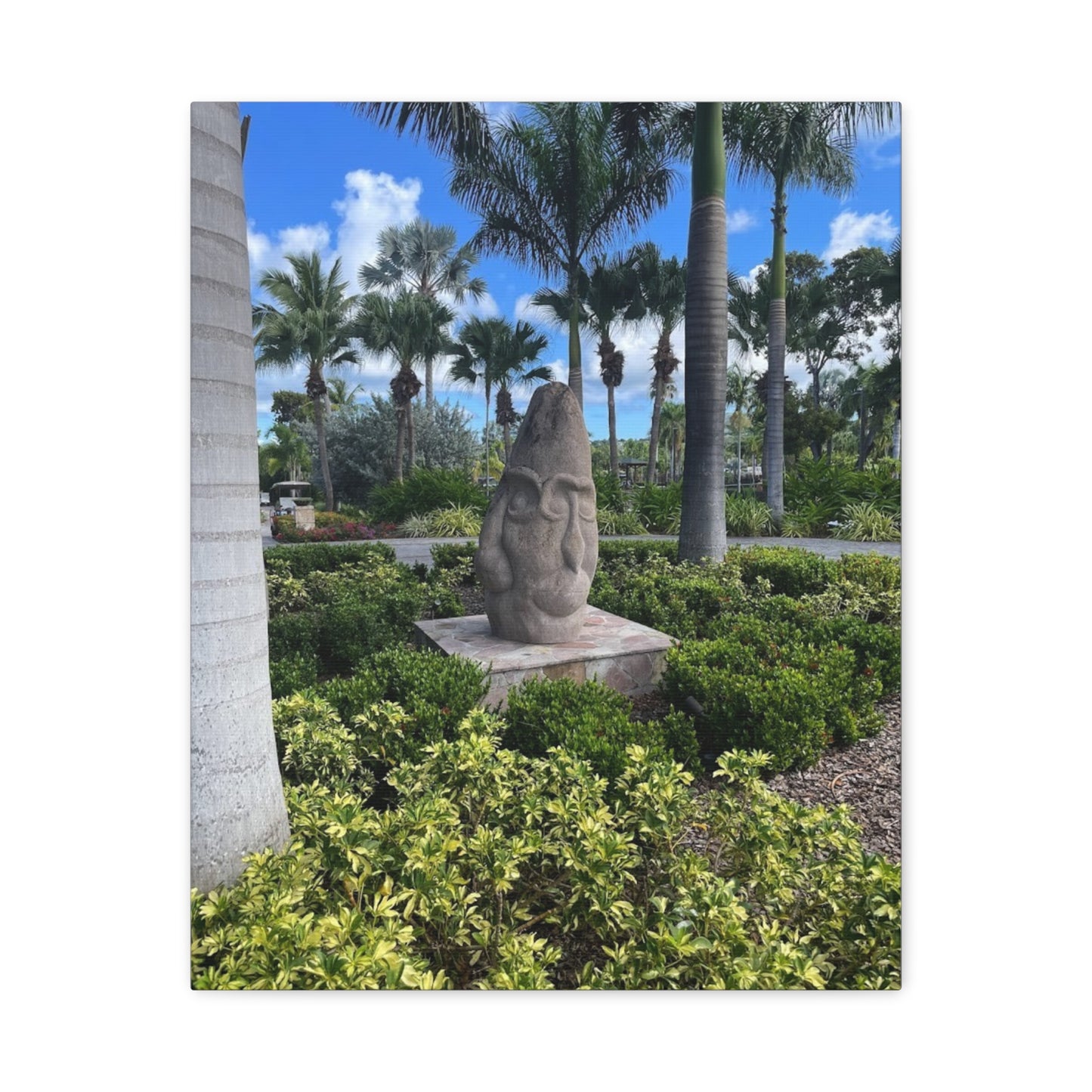 Nature-Inspired Stretched Canvas Art - Tranquil Garden Sculpture