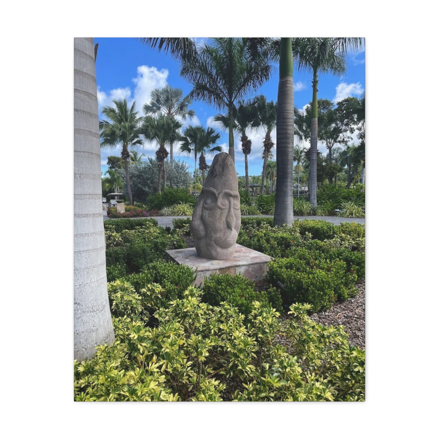 Nature-Inspired Stretched Canvas Art - Tranquil Garden Sculpture