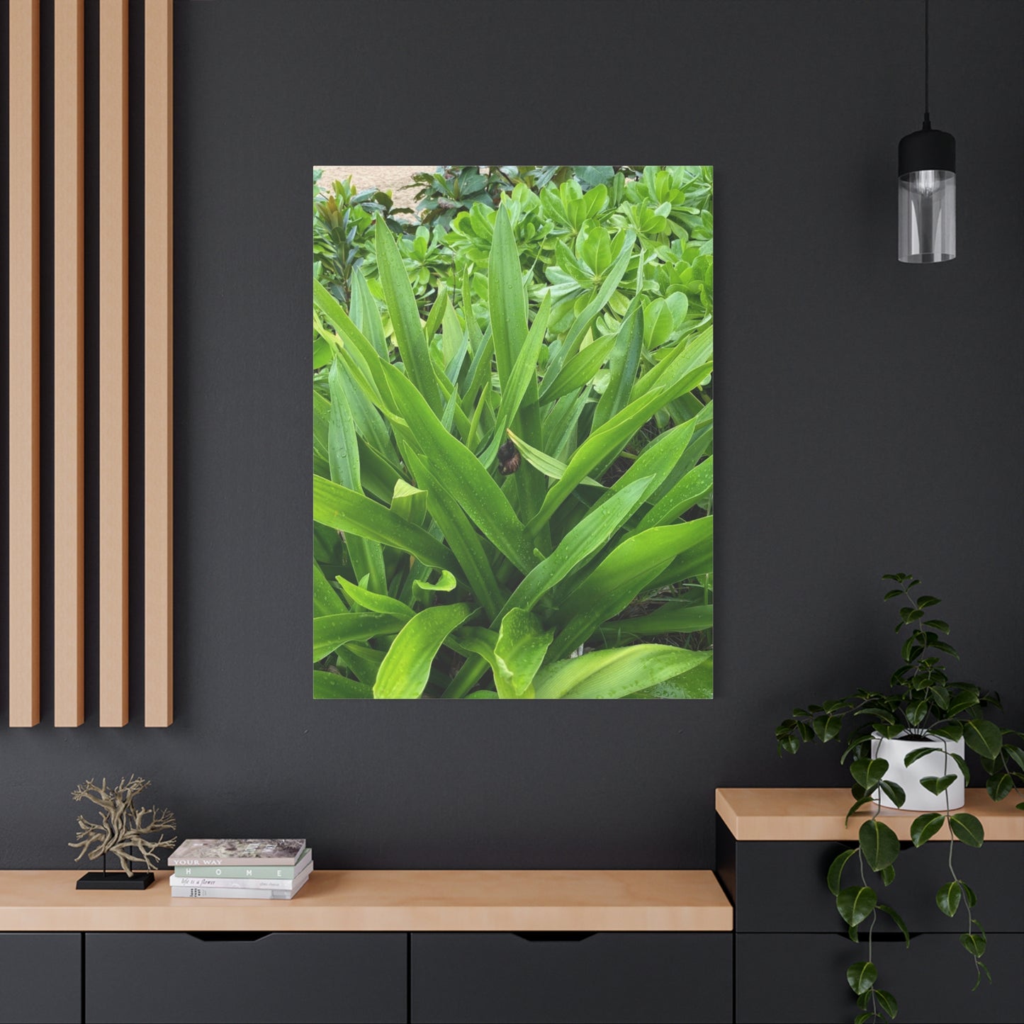 Nature-Inspired Matte Canvas Wall Art - Lush Greenery with snail