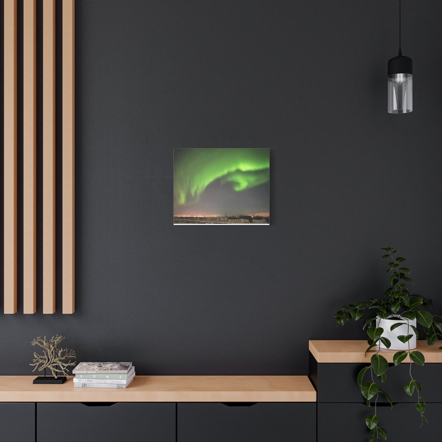 Aurora Borealis Canvas Art - Stunning Green Northern Lights Wall Decor Iceland