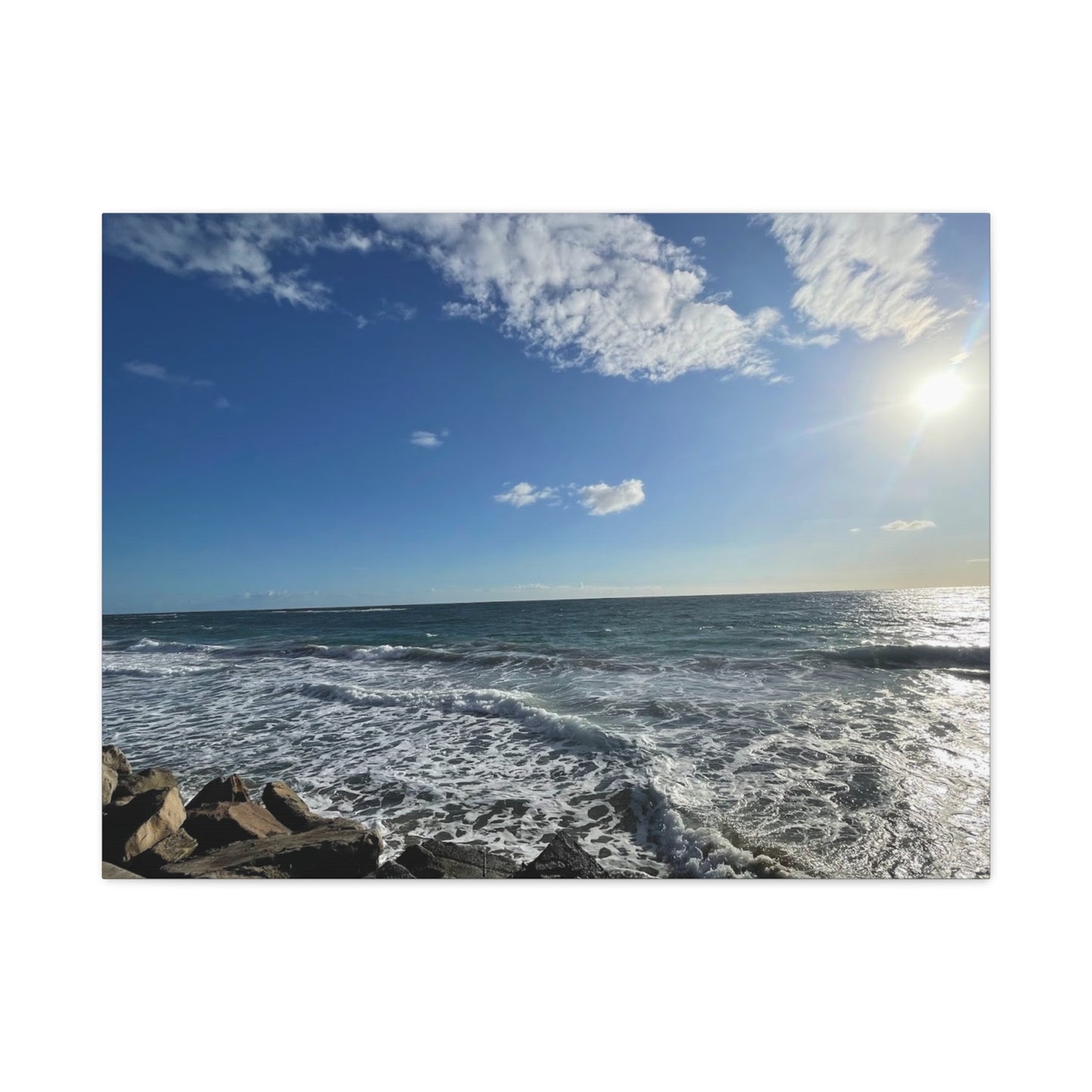 Ocean Waves Stretched Canvas Art - Serene Coastal Home Decor