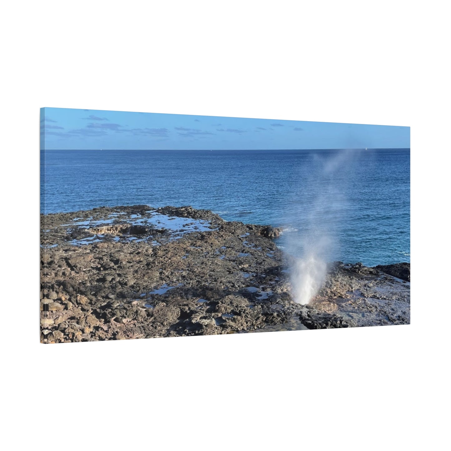 Stretched Matte Canvas Wall Art - Coastal Spouting Blowhole Photography