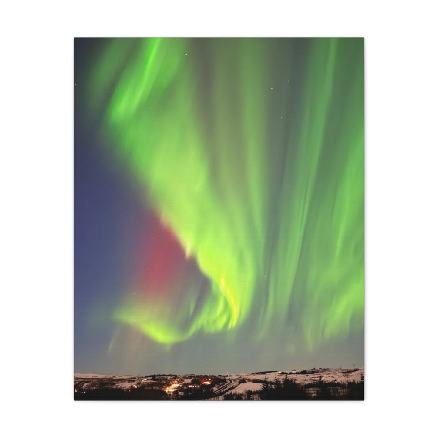 Aurora Borealis Canvas Art - Stunning Northern Lights Stretched Wall Decor Iceland