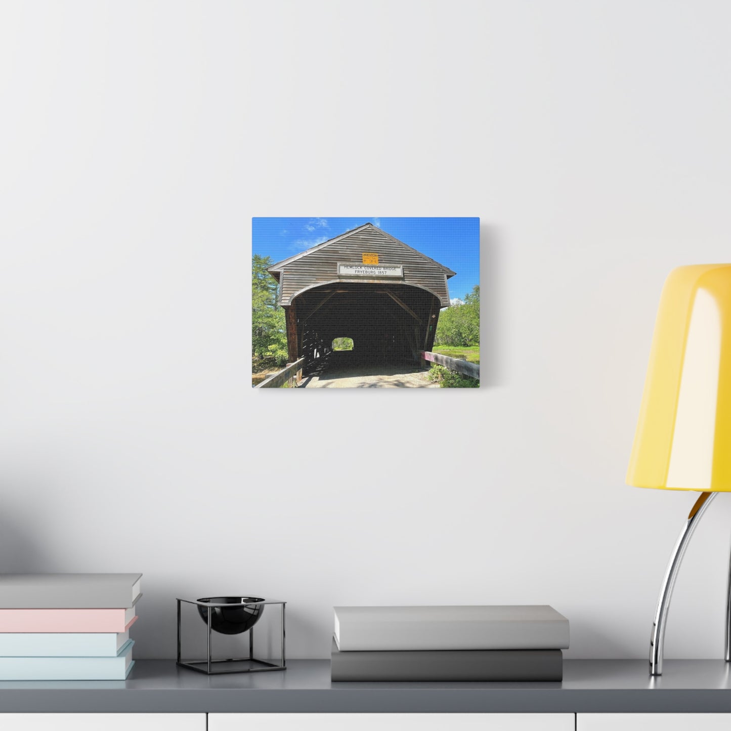 Scenic Covered Bridge Canvas Art – 1.25" Stretched Wall Decor for Nature Lovers
