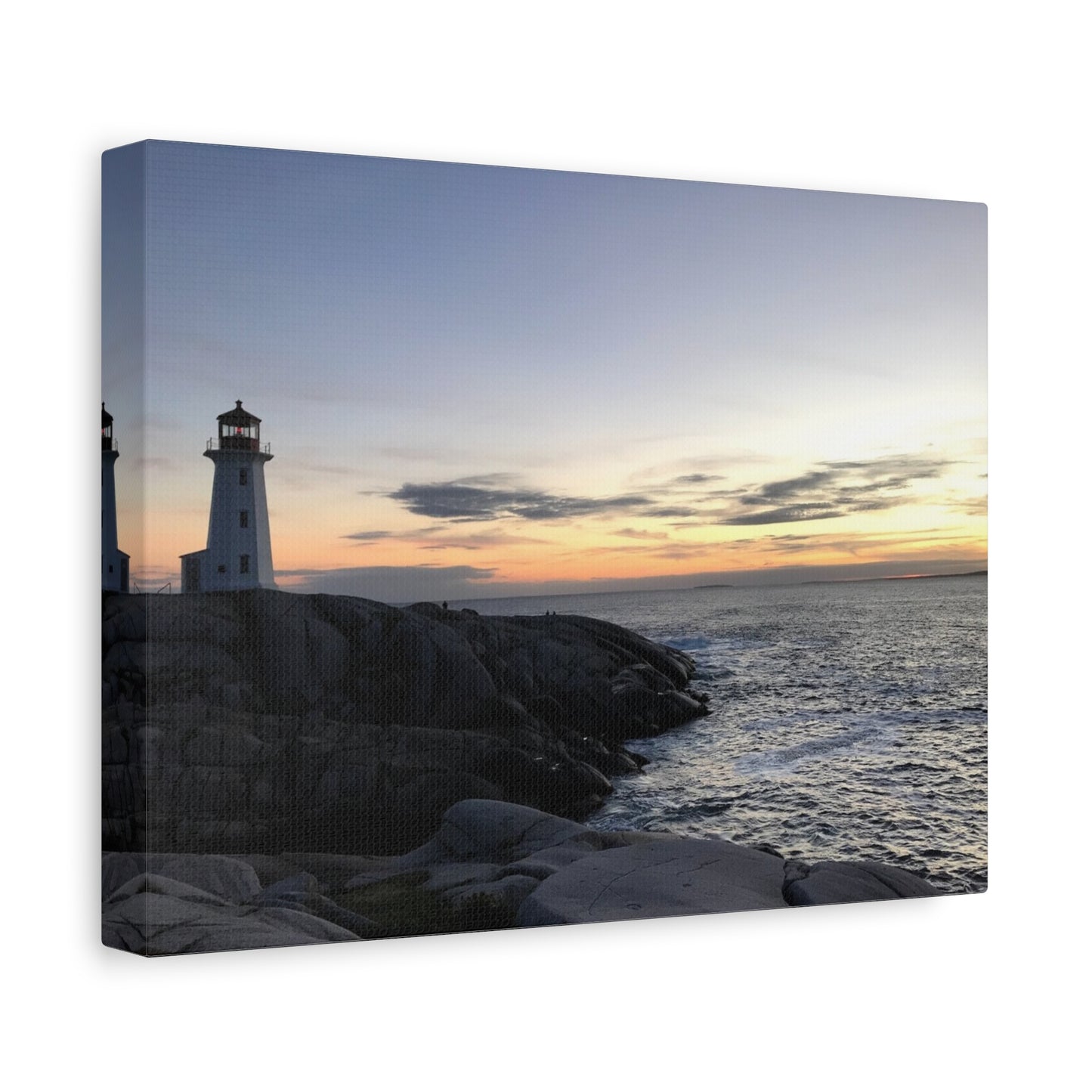 Sunset Lighthouse Canvas Print - Coastal Decor for Beach Lovers Peggys Cove