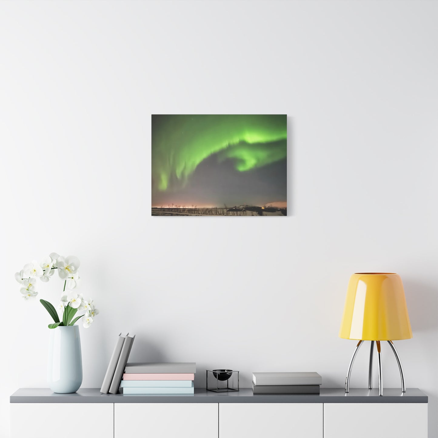 Aurora Borealis Canvas Art - Stunning Green Northern Lights Wall Decor Iceland