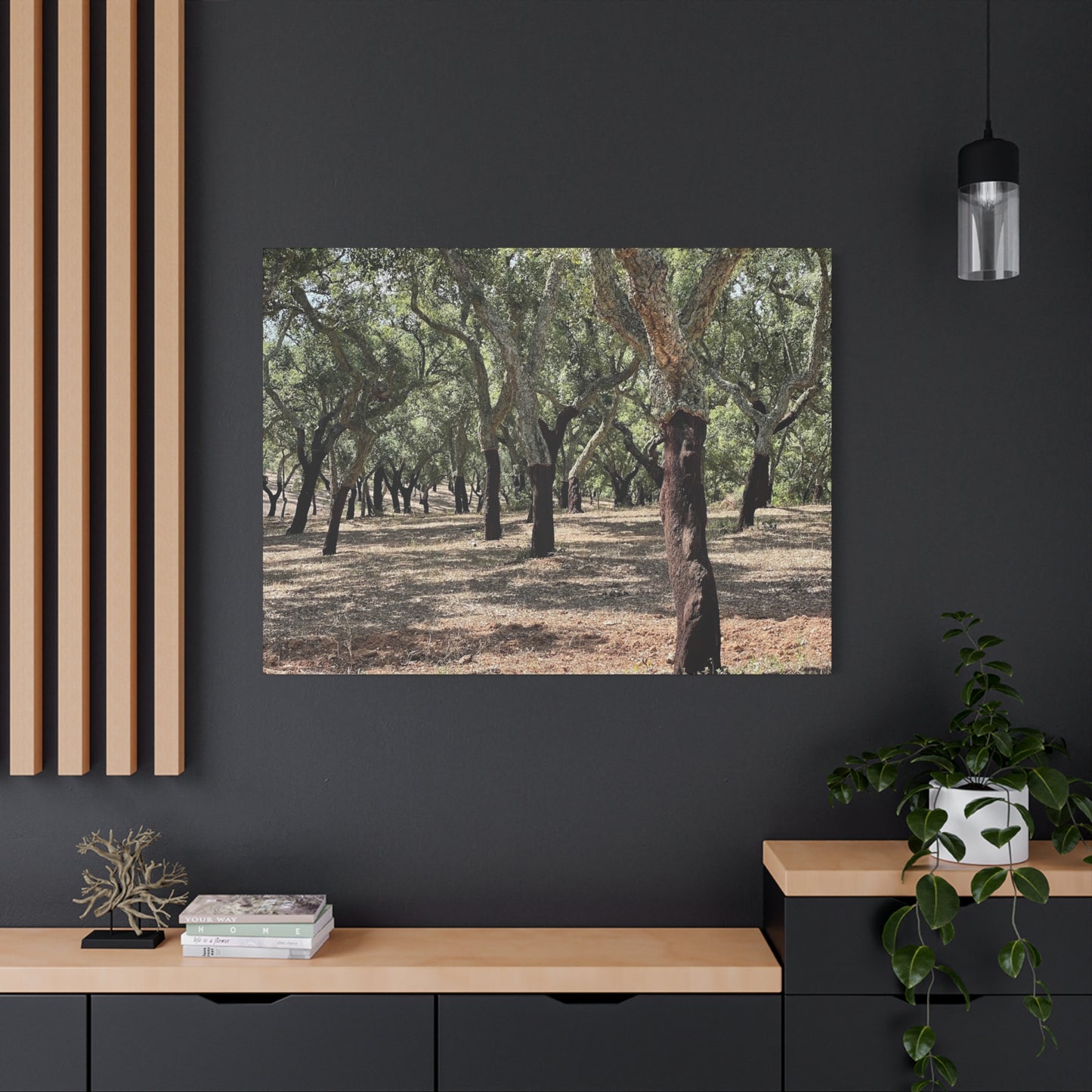 Nature-Inspired Matte Canvas Art | Forest Wall Decor Cork Trees