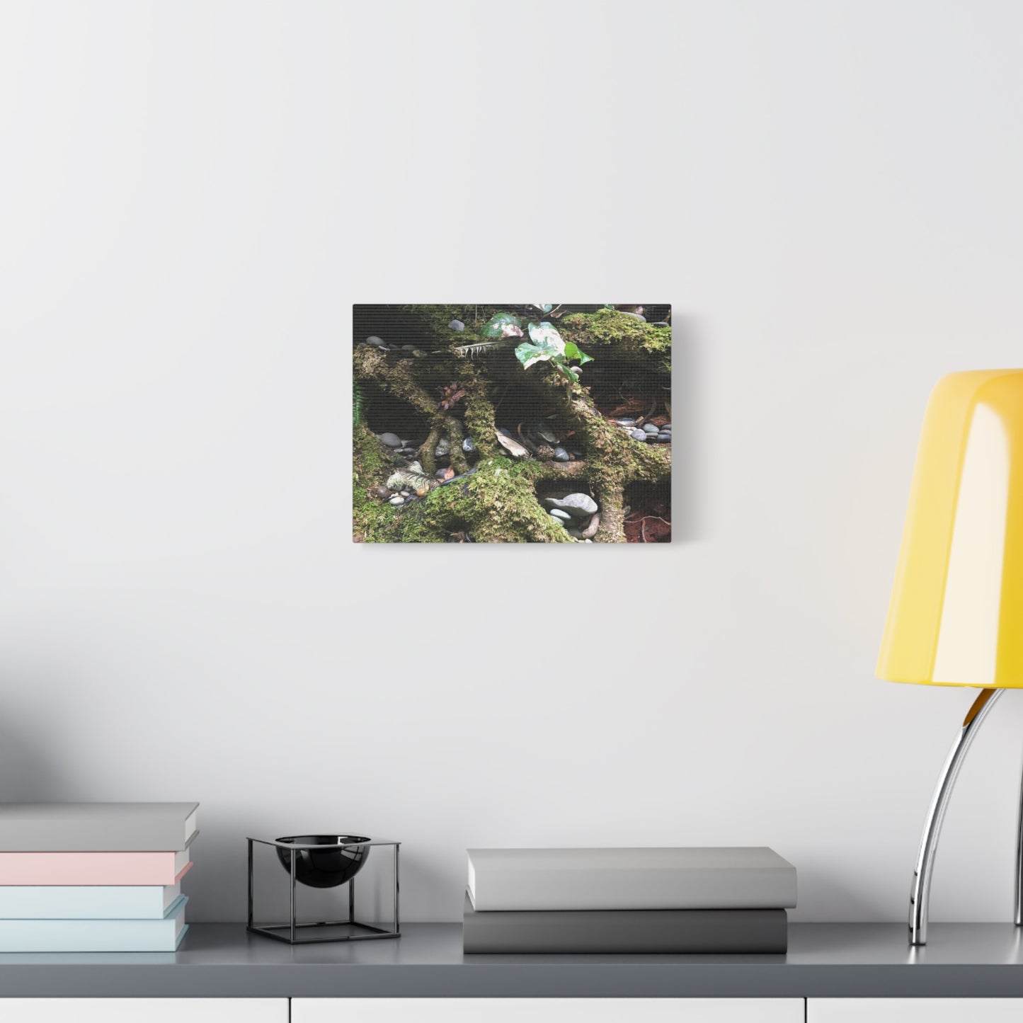 Nature-Inspired Matte Canvas Wall Art - Serene Root and Stone Design