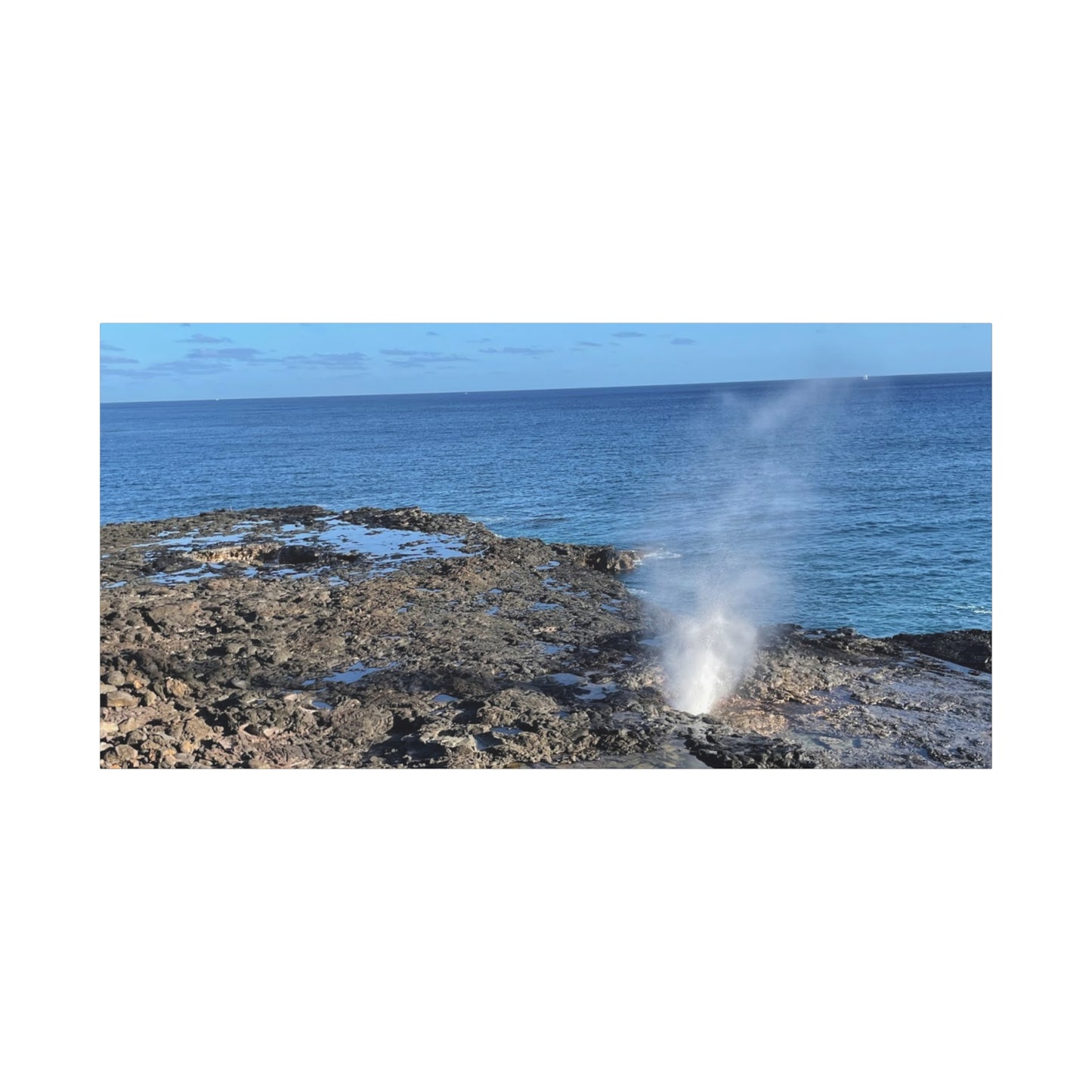 Stretched Matte Canvas Wall Art - Coastal Spouting Blowhole Photography