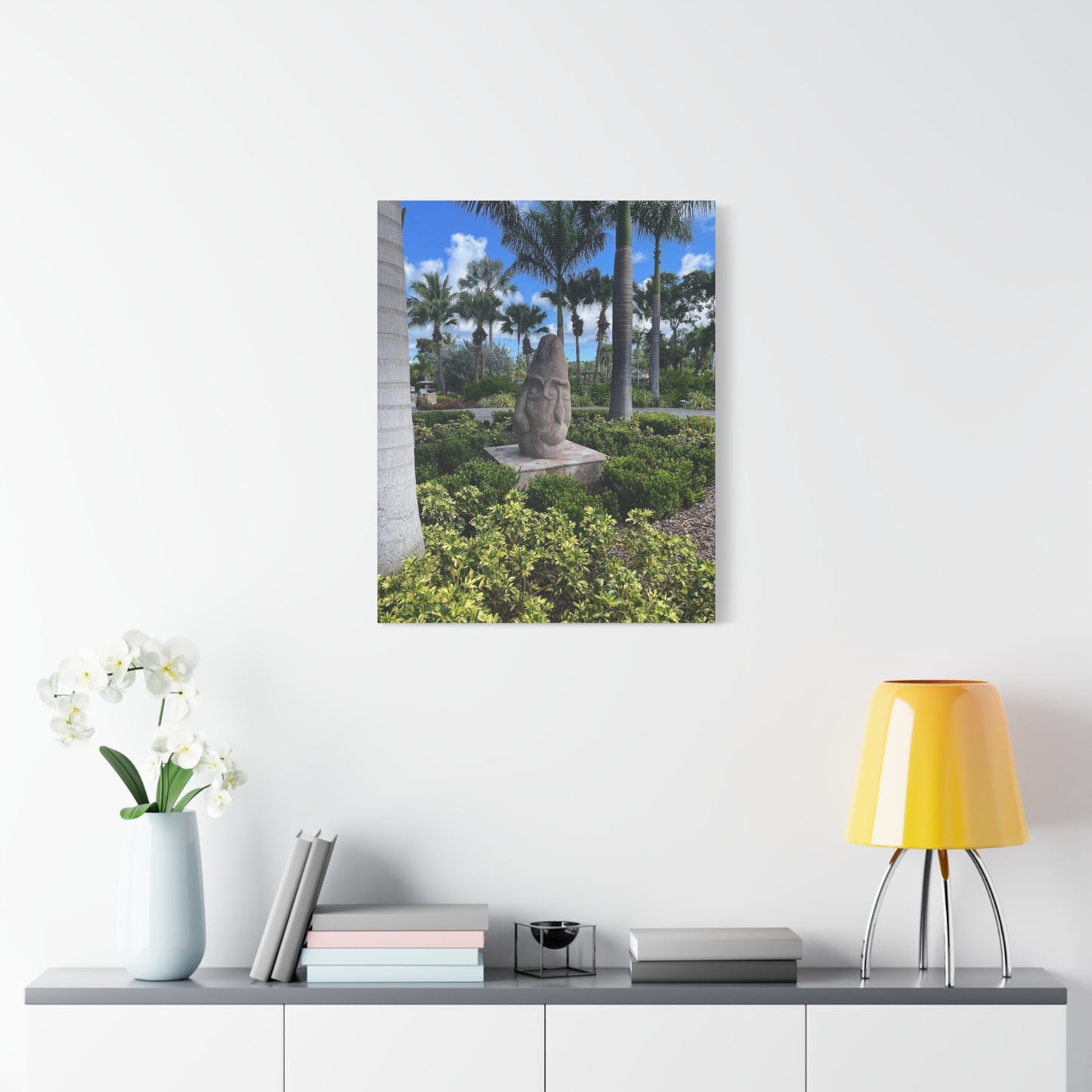 Nature-Inspired Stretched Canvas Art - Tranquil Garden Sculpture