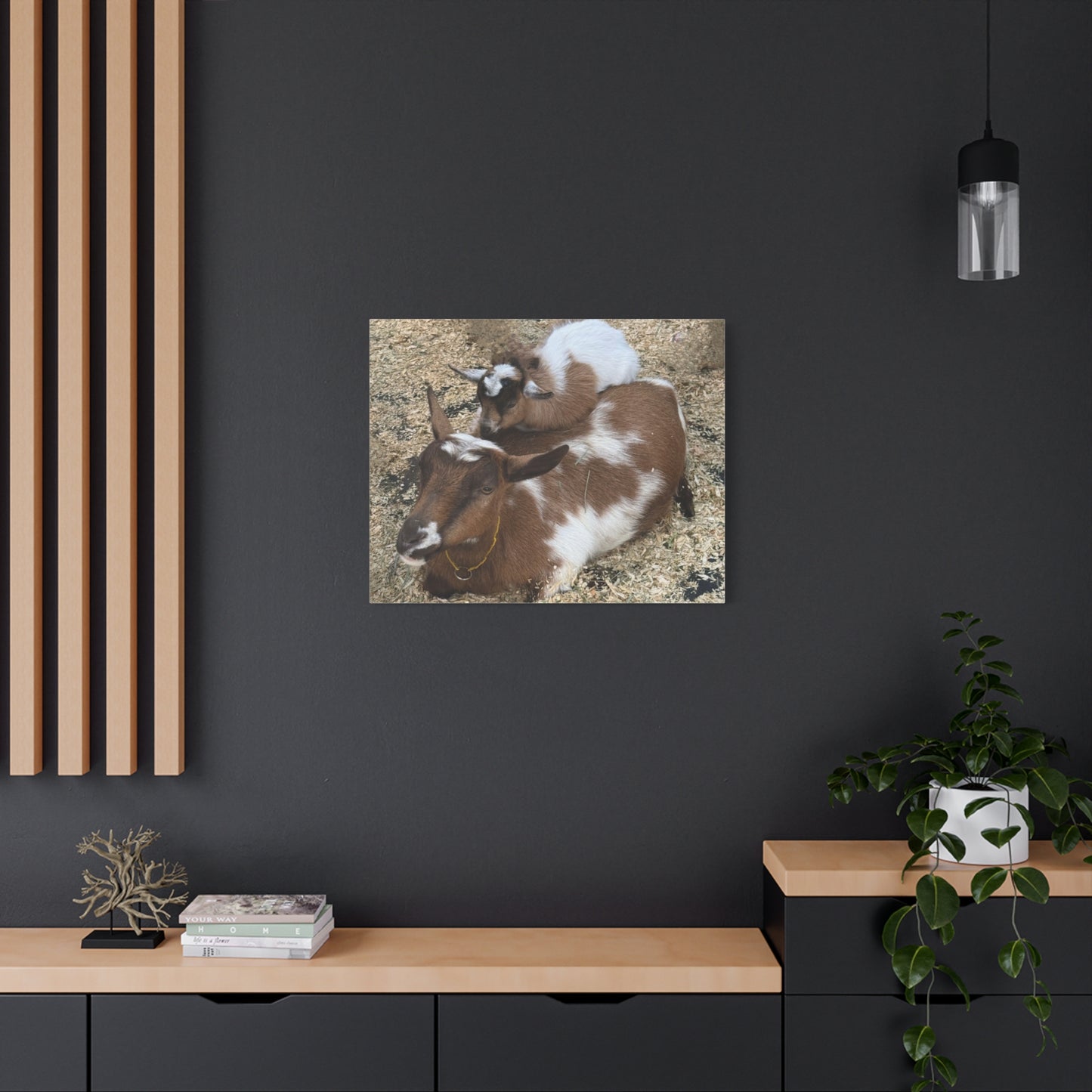Goat Family Matte Canvas Print - Heartwarming Animal Wall Art