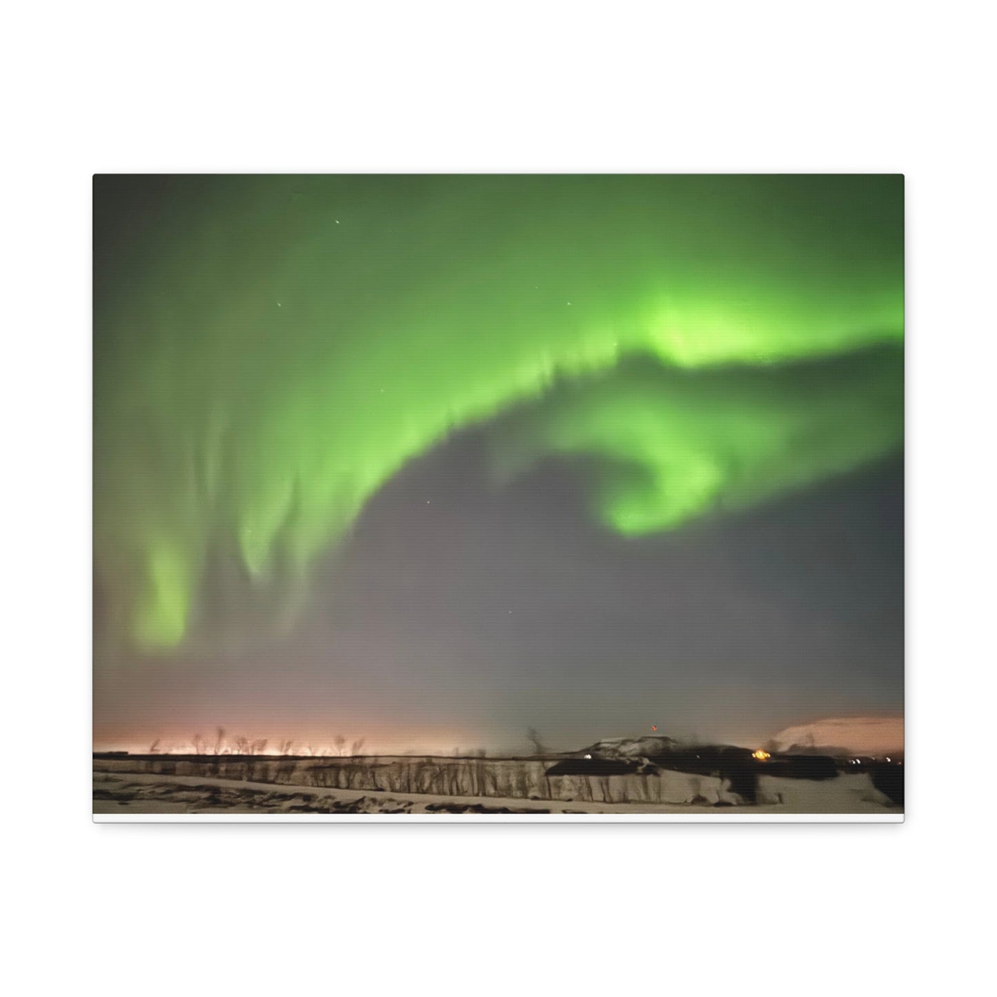 Aurora Borealis Canvas Art - Stunning Green Northern Lights Wall Decor Iceland
