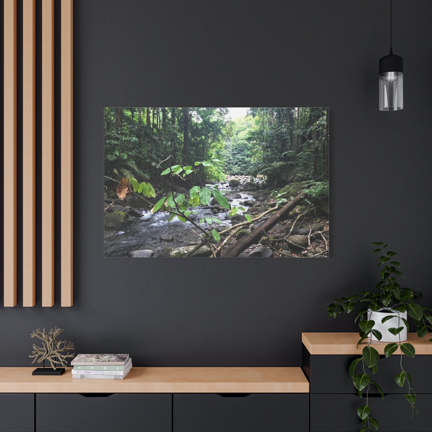 Nature-Inspired Matte Canvas Wall Art - Serene River Scene