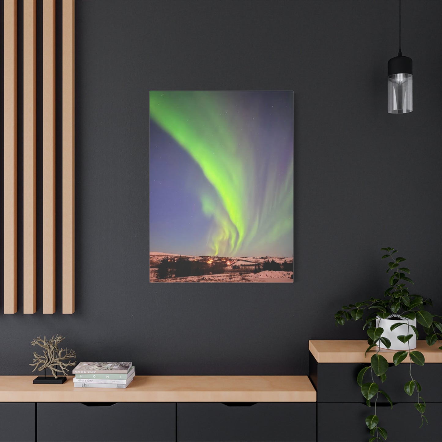 Aurora Borealis Canvas Art - 1.25" Stretched Wall Decor Iceland Northern Lights