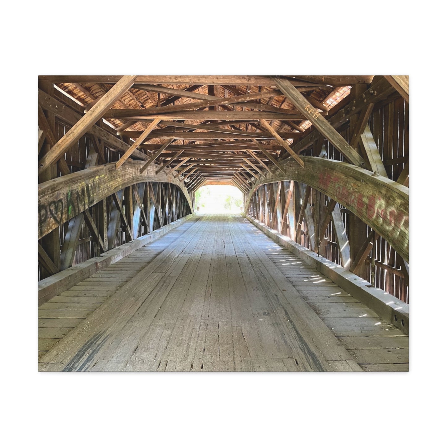 Rustic Wooden Bridge Canvas Print - Stretched Wall Art for Home Decor