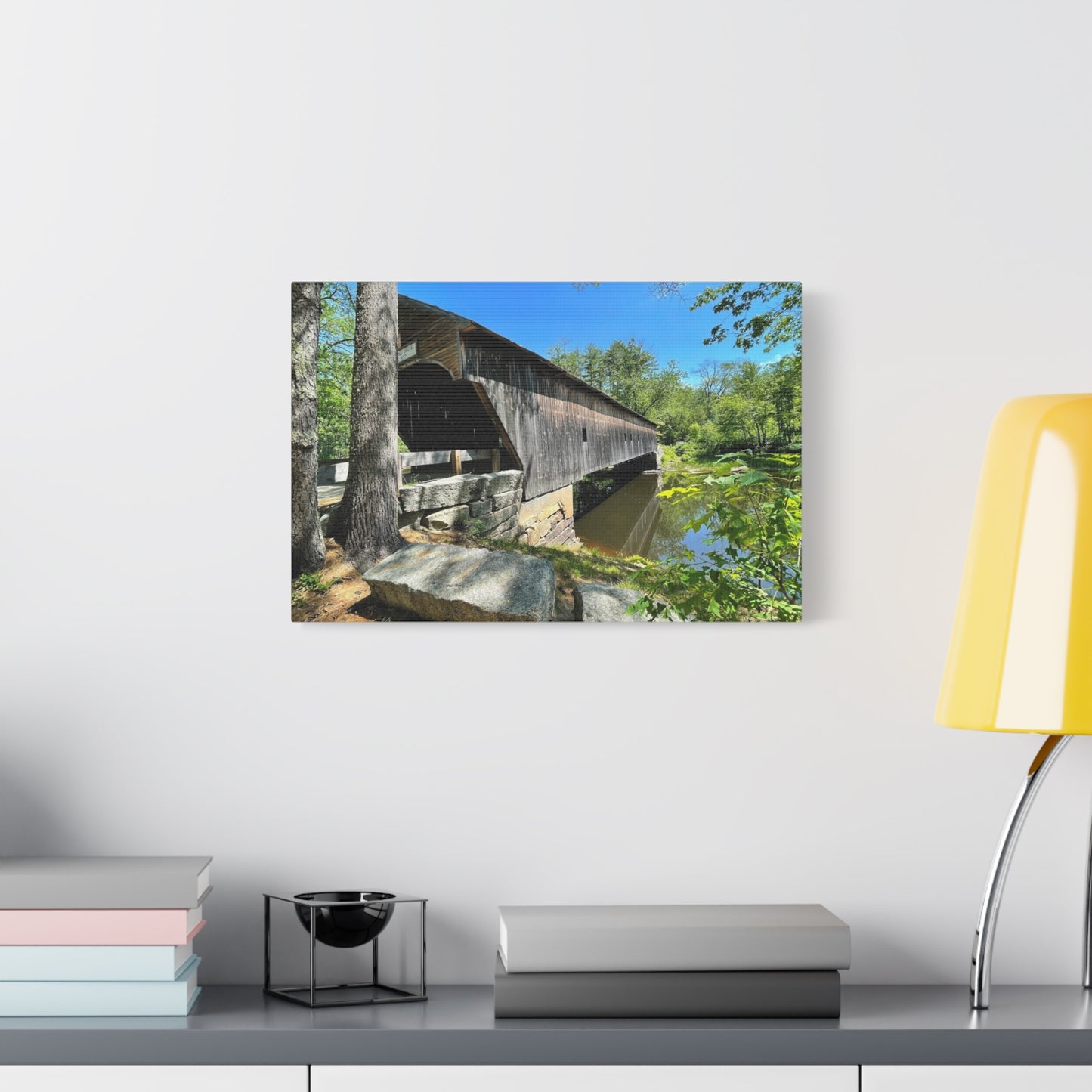 Scenic Covered Bridge Canvas Art - 1.25" Stretched Matte Wall Decor