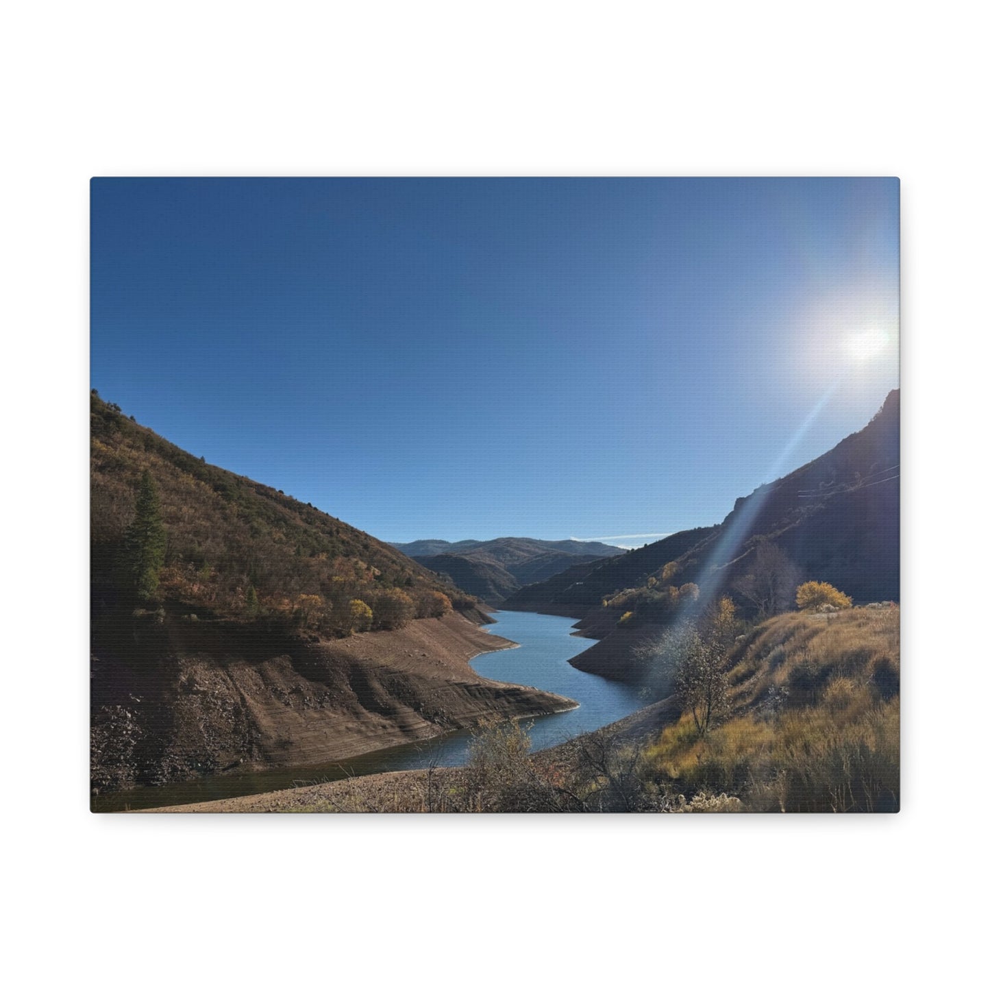 Scenic Landscape Canvas Wall Art – Tranquil Mountain River Design