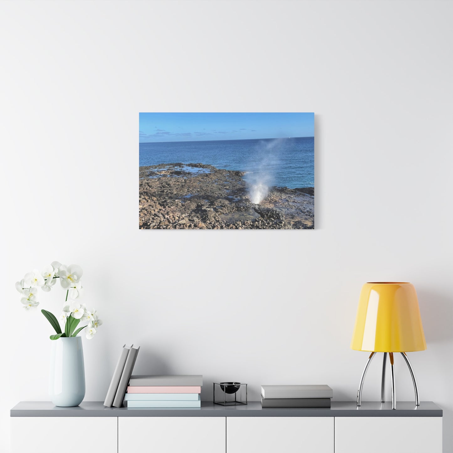 Stretched Matte Canvas Wall Art - Coastal Spouting Blowhole Photography