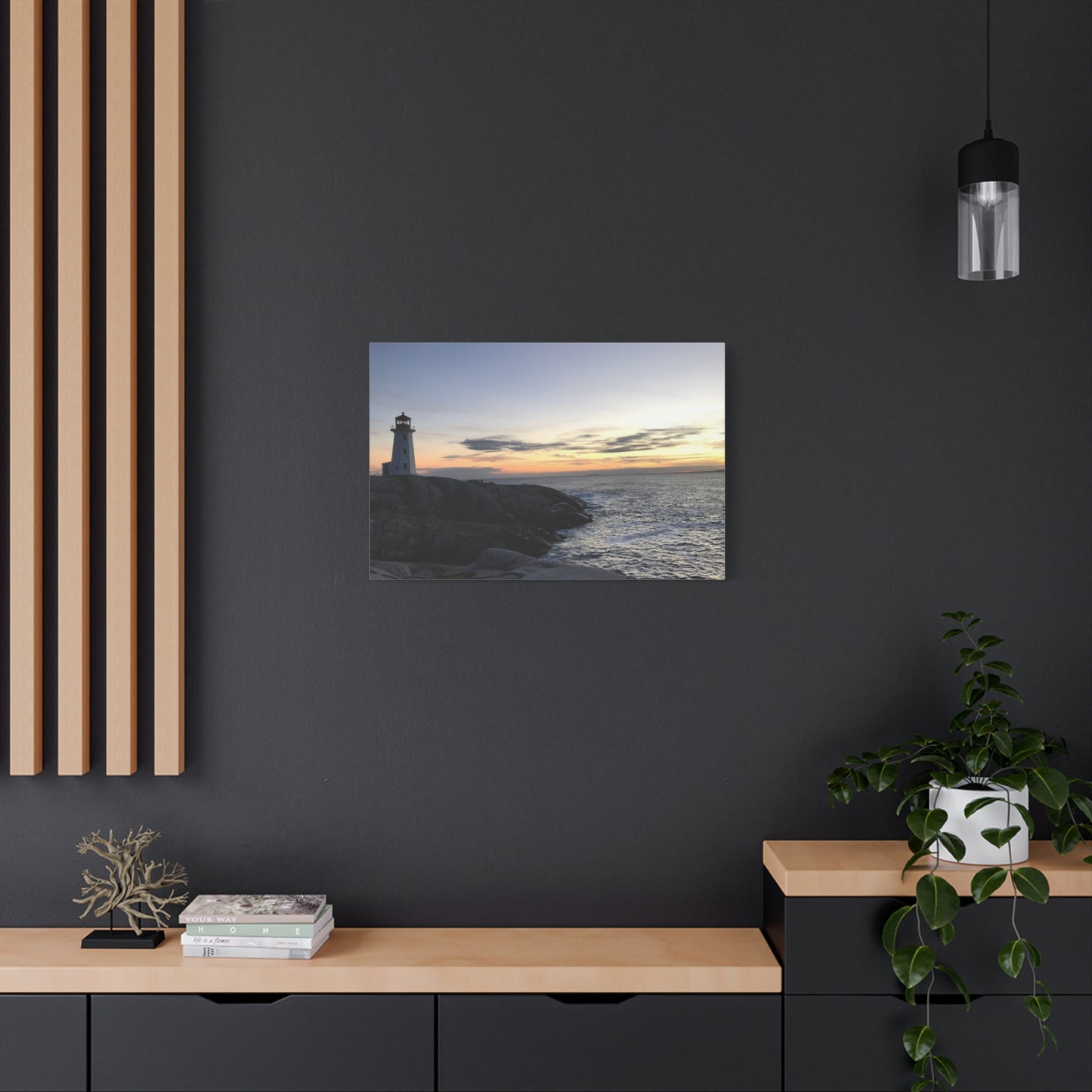 Sunset Lighthouse Canvas Print - Coastal Decor for Beach Lovers Peggys Cove