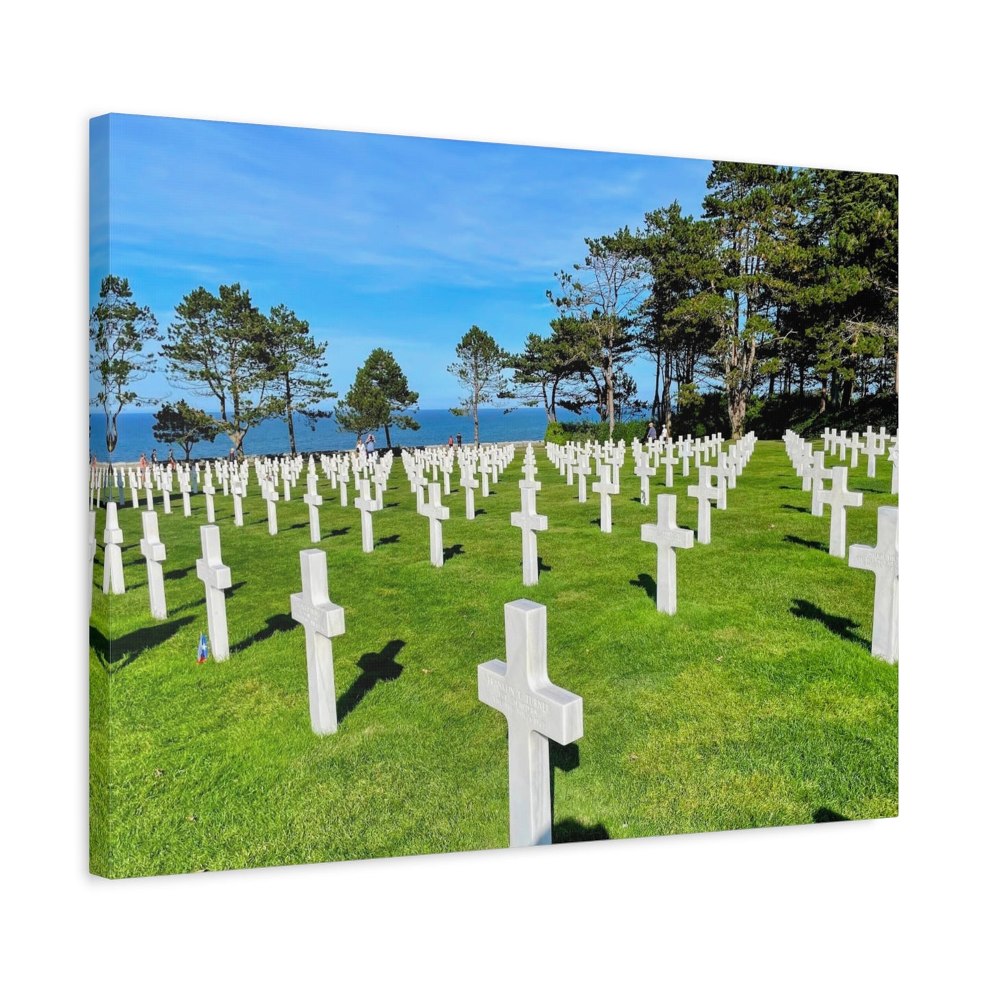 Memorial Canvas Print - Serene Cemetery Scene for Remembrance Normandy American Cemetery