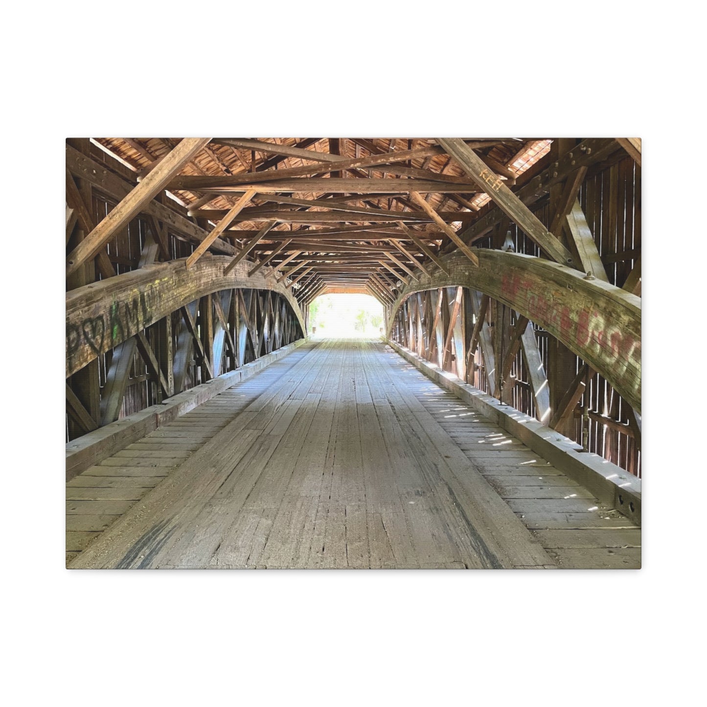 Rustic Wooden Bridge Canvas Print - Stretched Wall Art for Home Decor