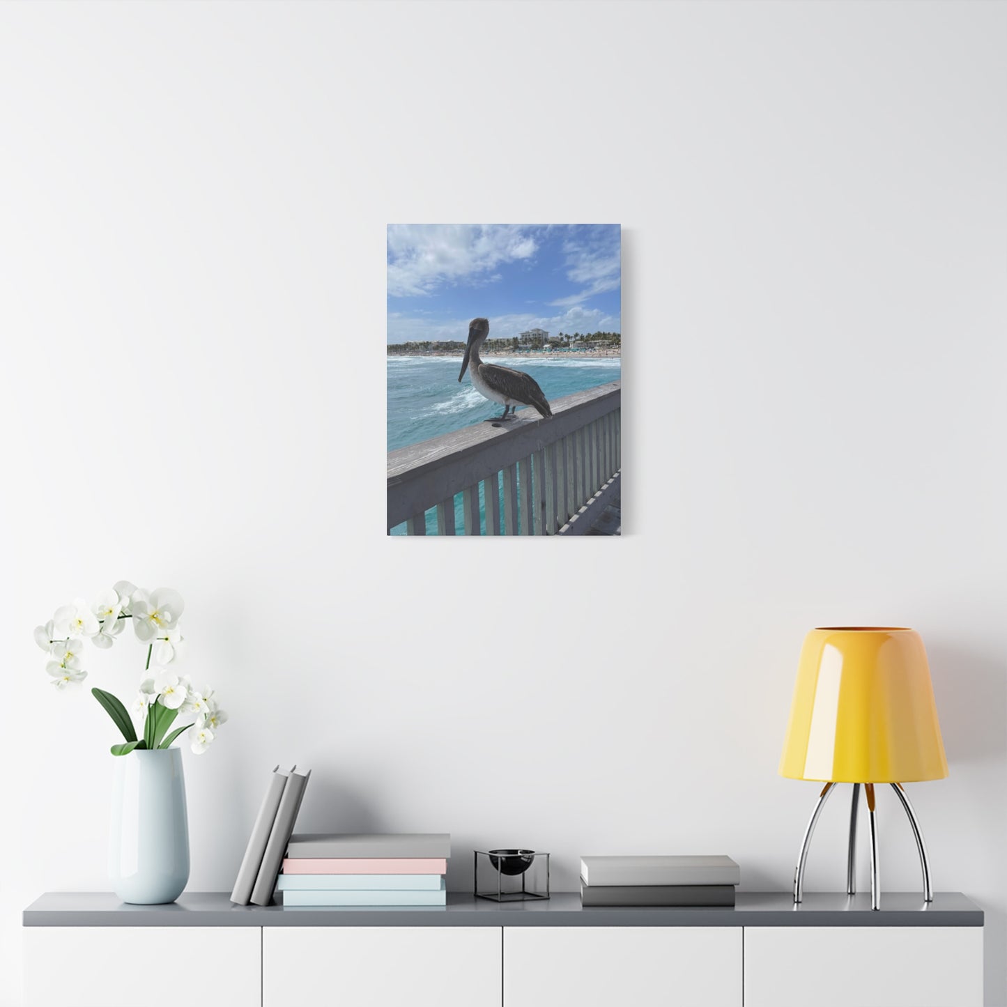 Coastal Serenity Pelican Canvas Print - 1.25" Stretched Wall Art