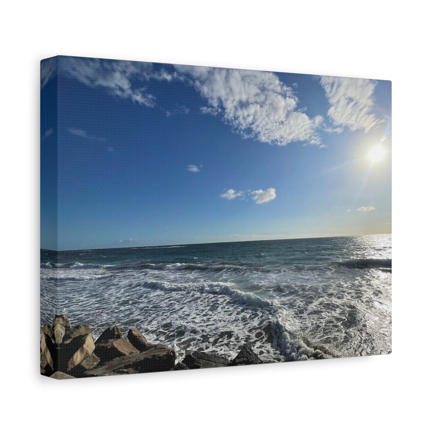 Ocean Waves Stretched Canvas Art - Serene Coastal Home Decor