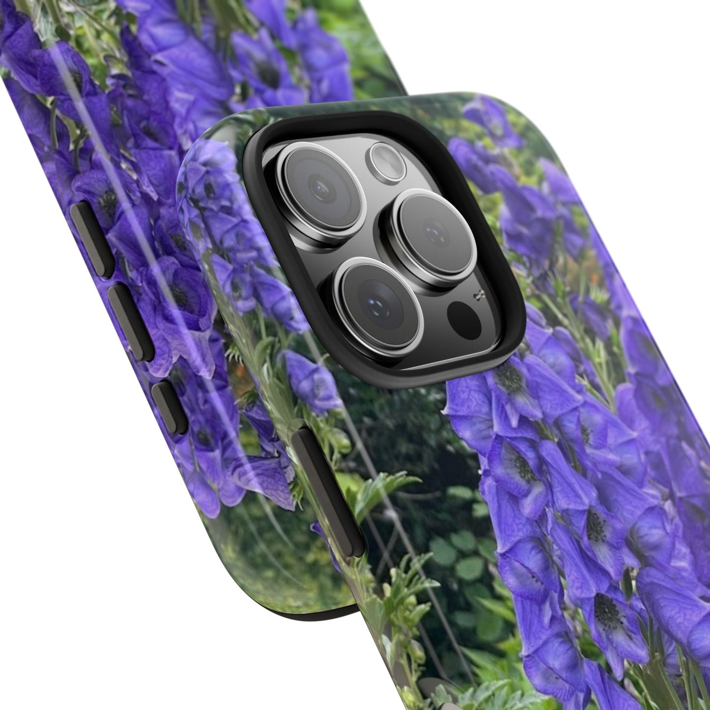 Elegant Floral Tough Phone Case - Purple Aconite Design