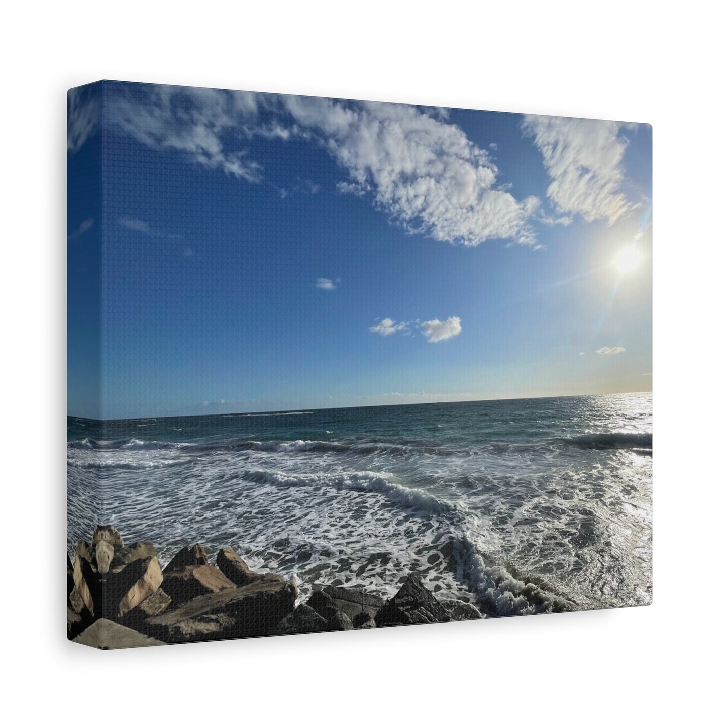 Ocean Waves Stretched Canvas Art - Serene Coastal Home Decor