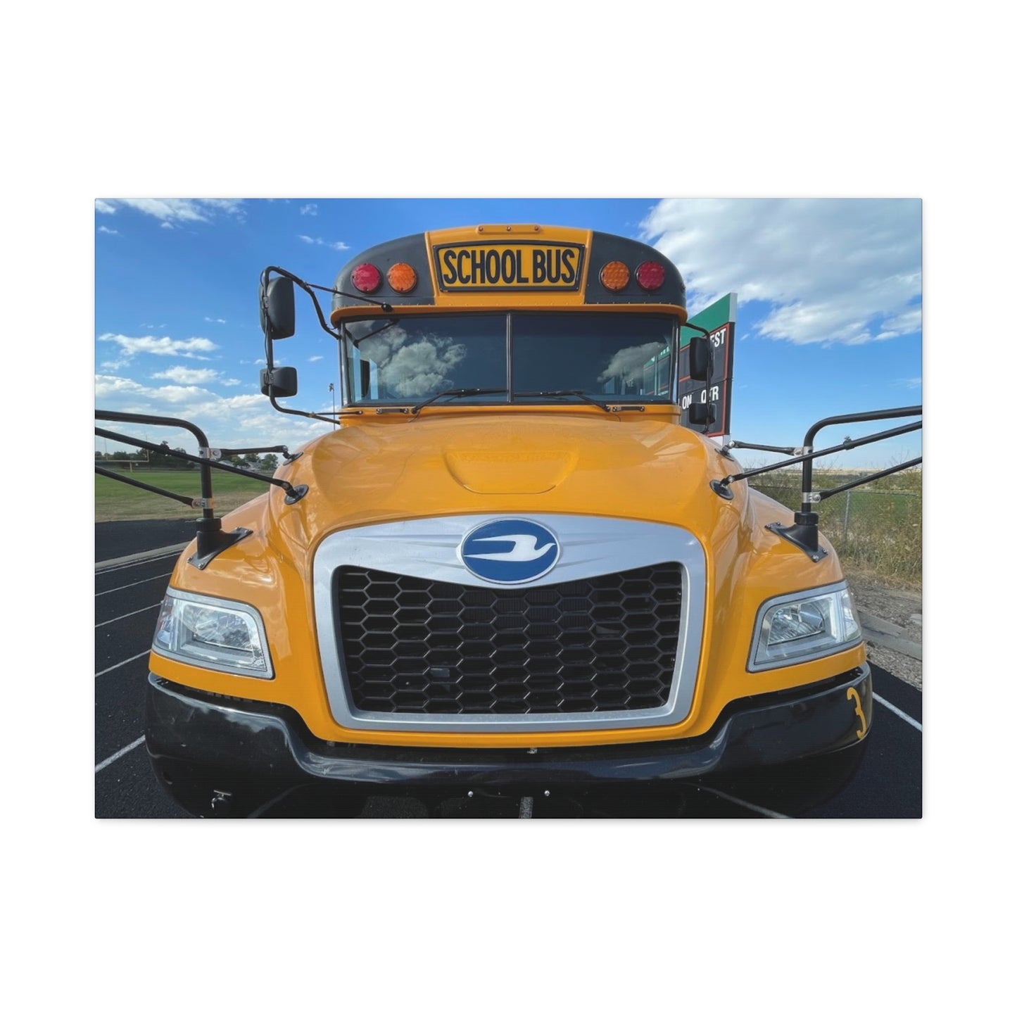 School Bus Canvas Art - Vibrant Stretched Wall Decor for Kids' Rooms