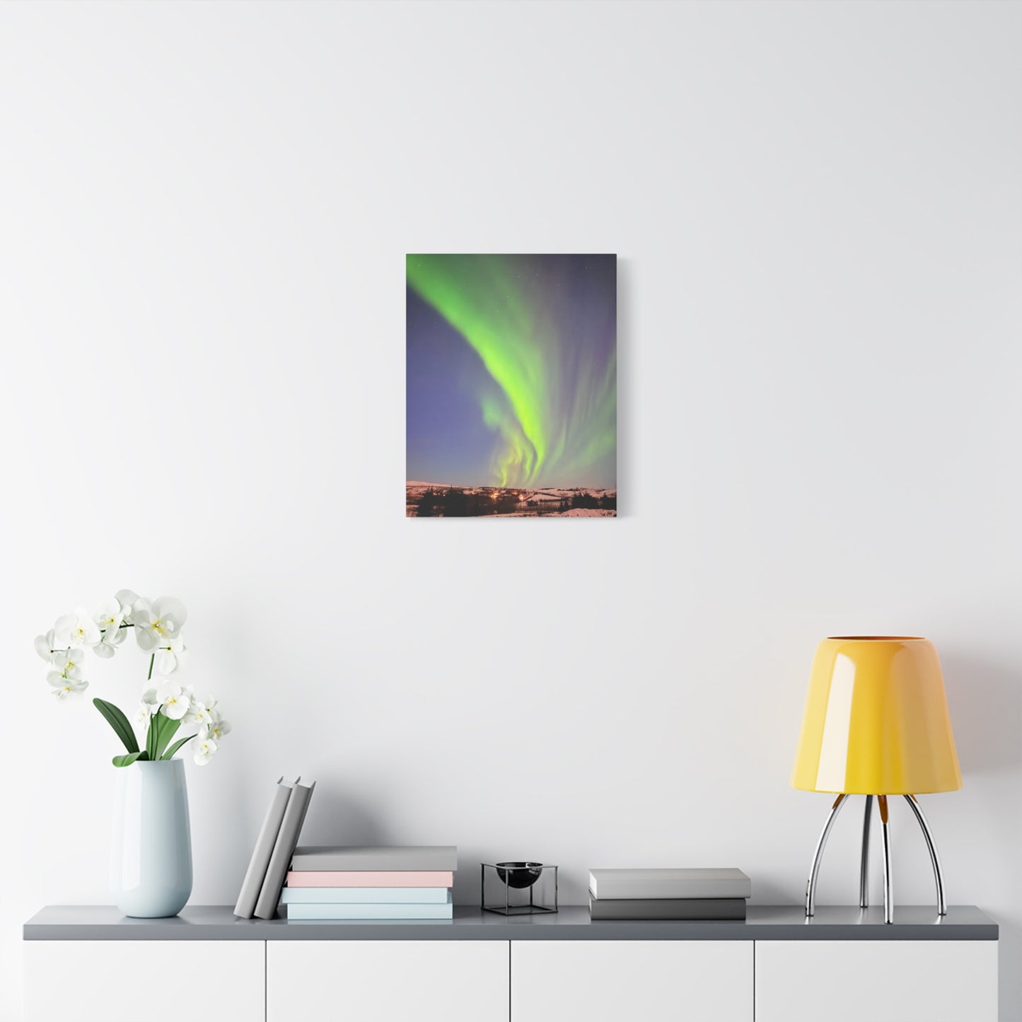 Aurora Borealis Canvas Art - 1.25" Stretched Wall Decor Iceland Northern Lights