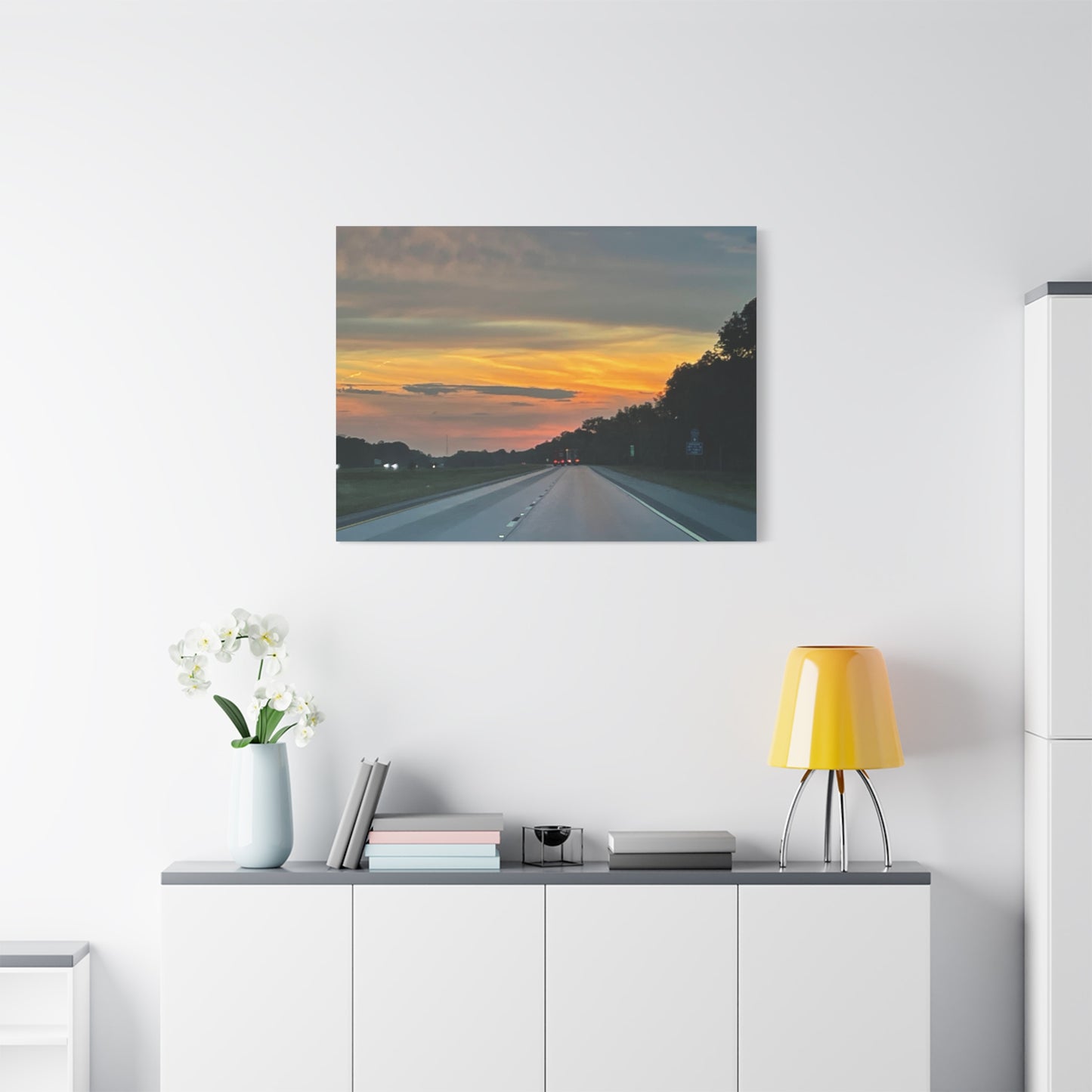 Sunset Roadway Canvas Print - Matte Stretched Artwork