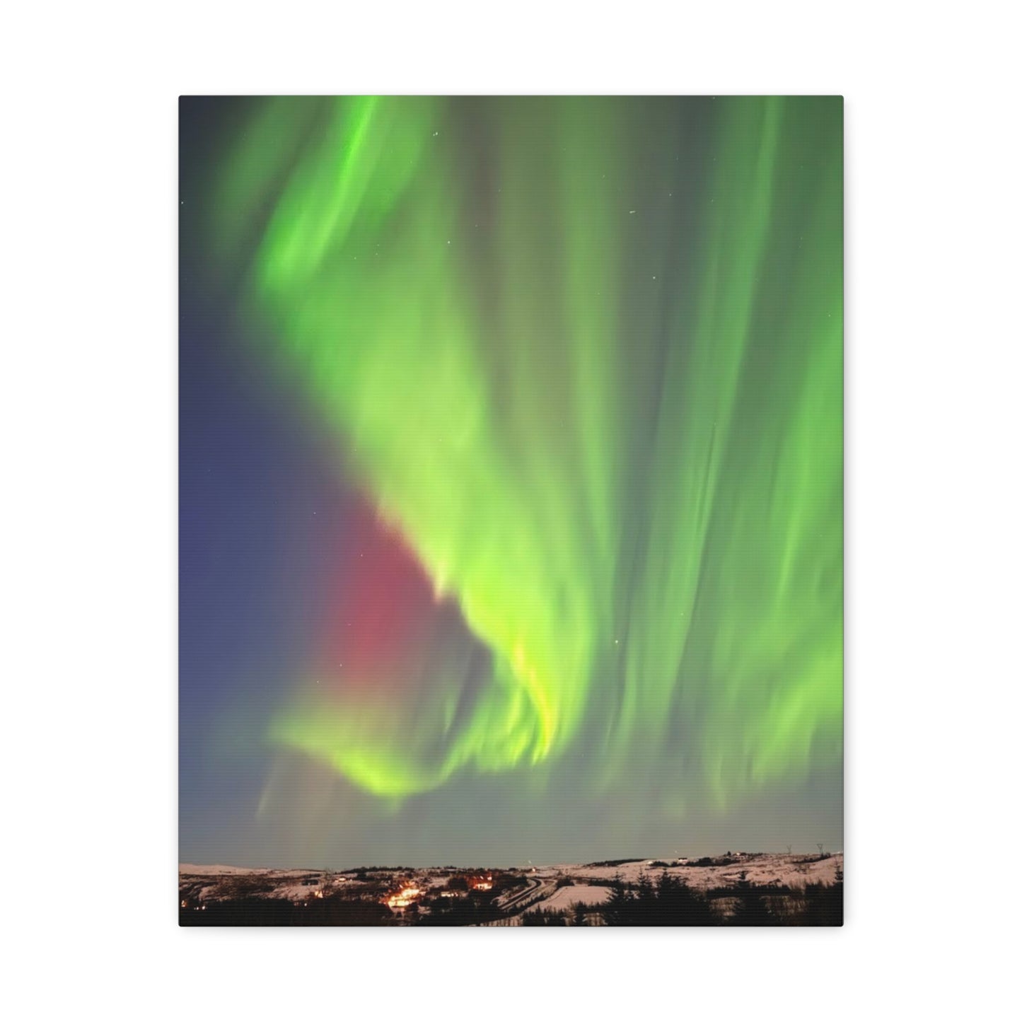 Aurora Borealis Canvas Art - Stunning Northern Lights Stretched Wall Decor Iceland